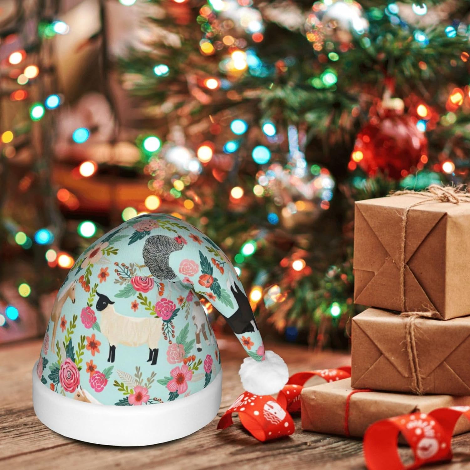 QINZHENG Farm Animal Santa Hat with LED Lights