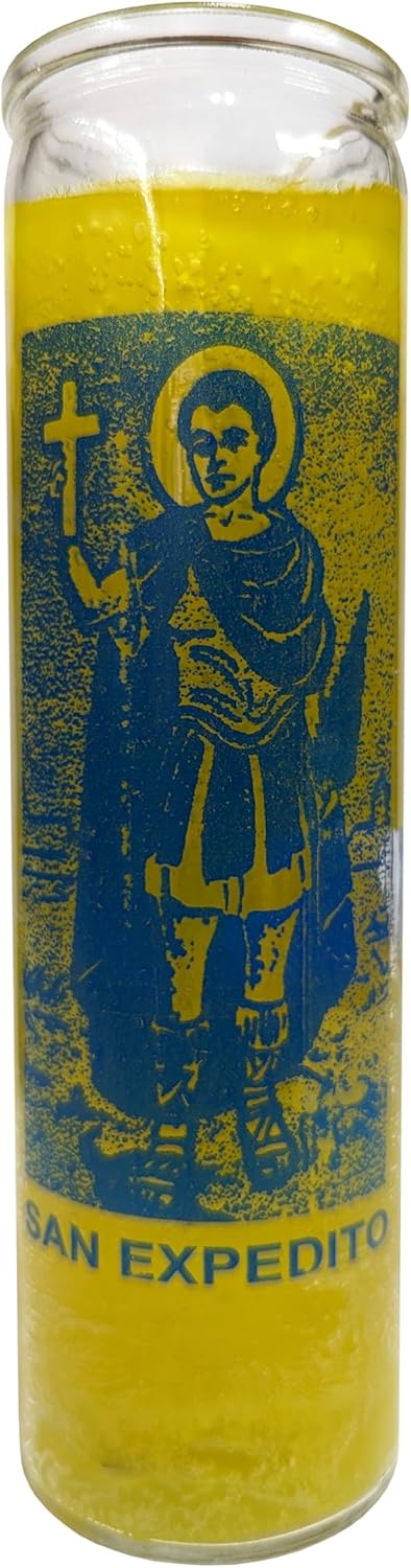 Generic San Expedito Yellow Pillar Candle 8 Inches Tall