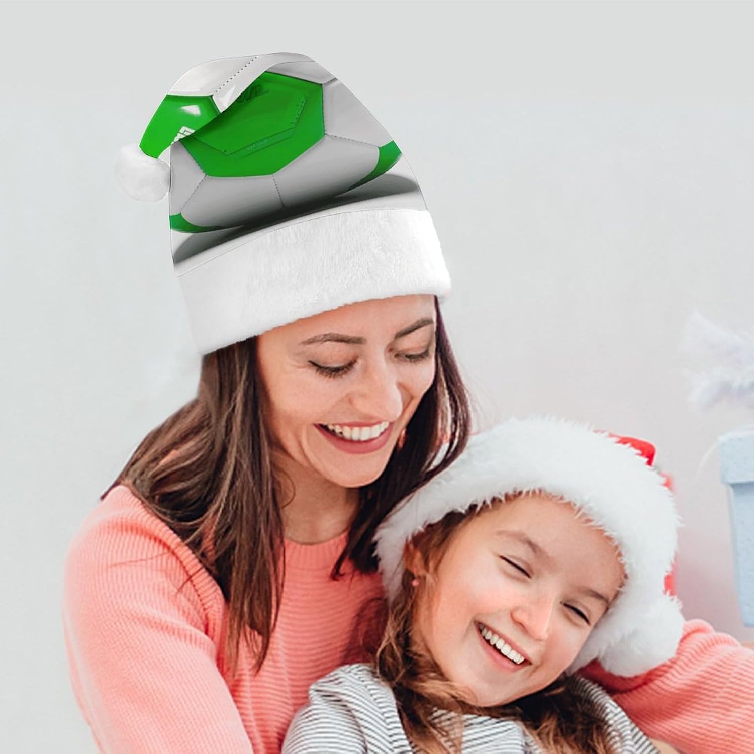 Santa Hat Football White Green Christmas Headwear