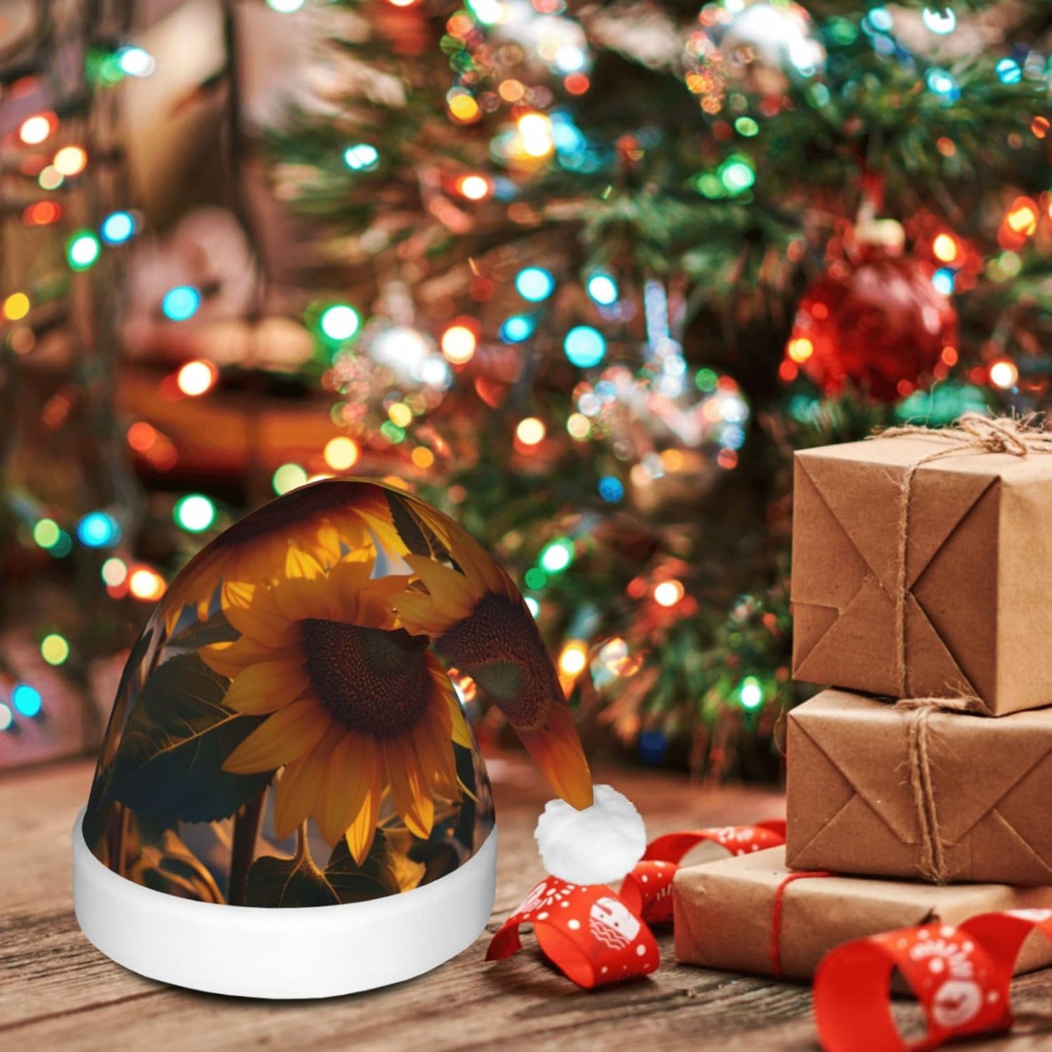 QINZHENG Christmas Santa Hat with LED Lights