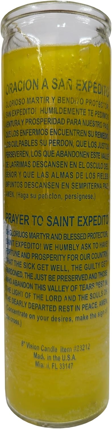 Generic San Expedito Yellow Pillar Candle 8 Inches Tall
