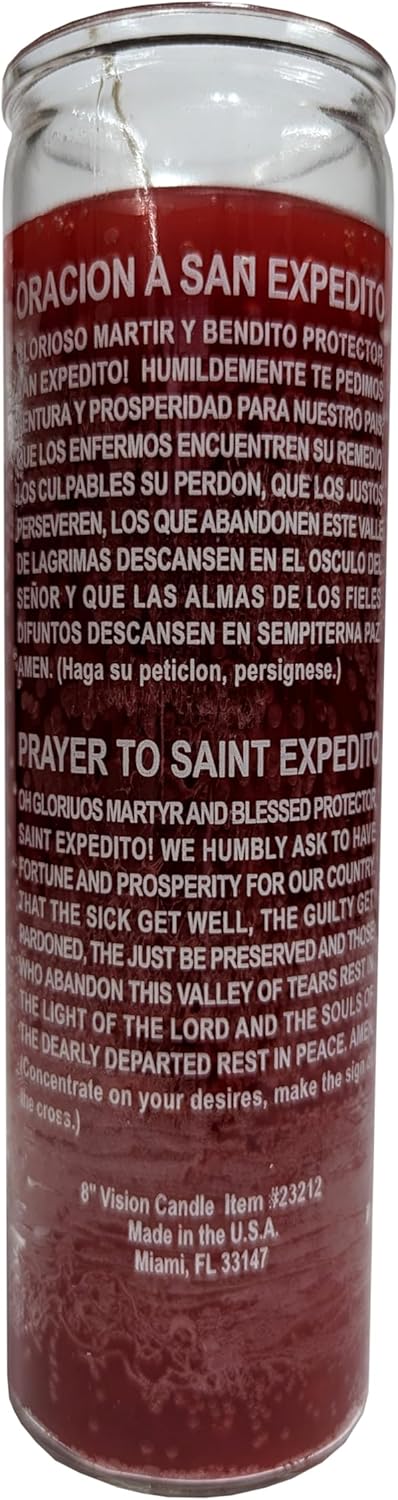 Generic San Expedito Red Pillar Candle 8 Inches Tall