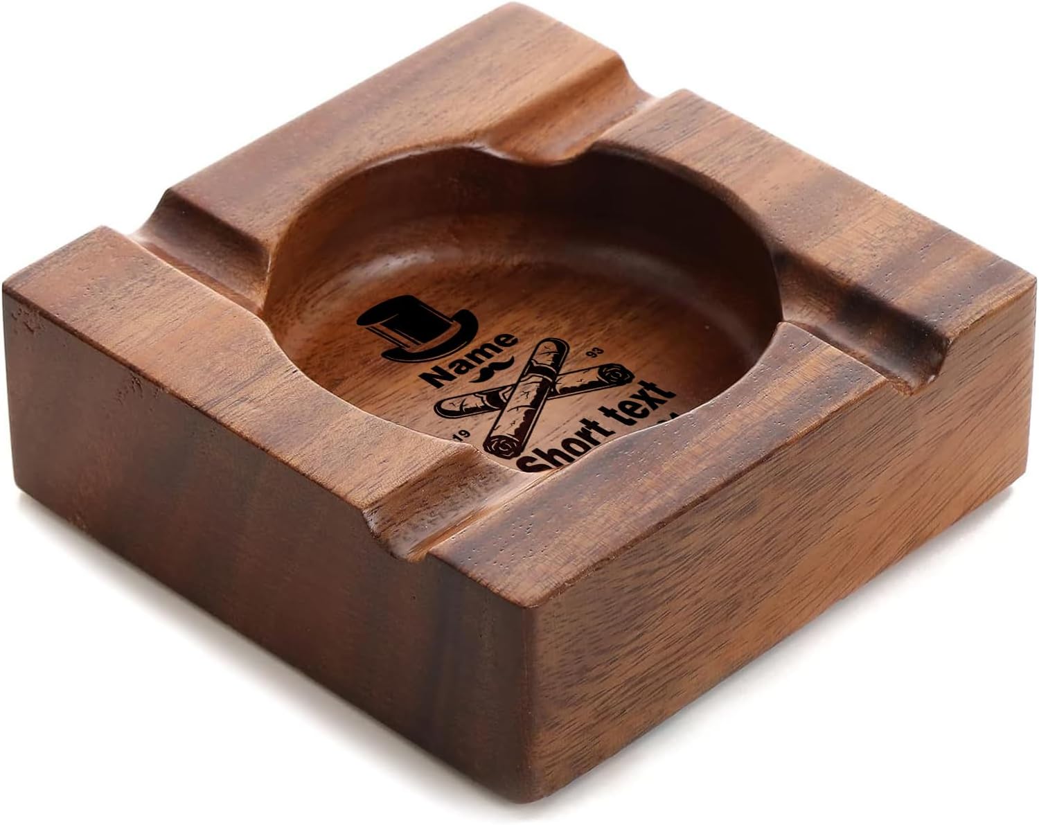 Personalized Wood Cigar Ashtray for Men