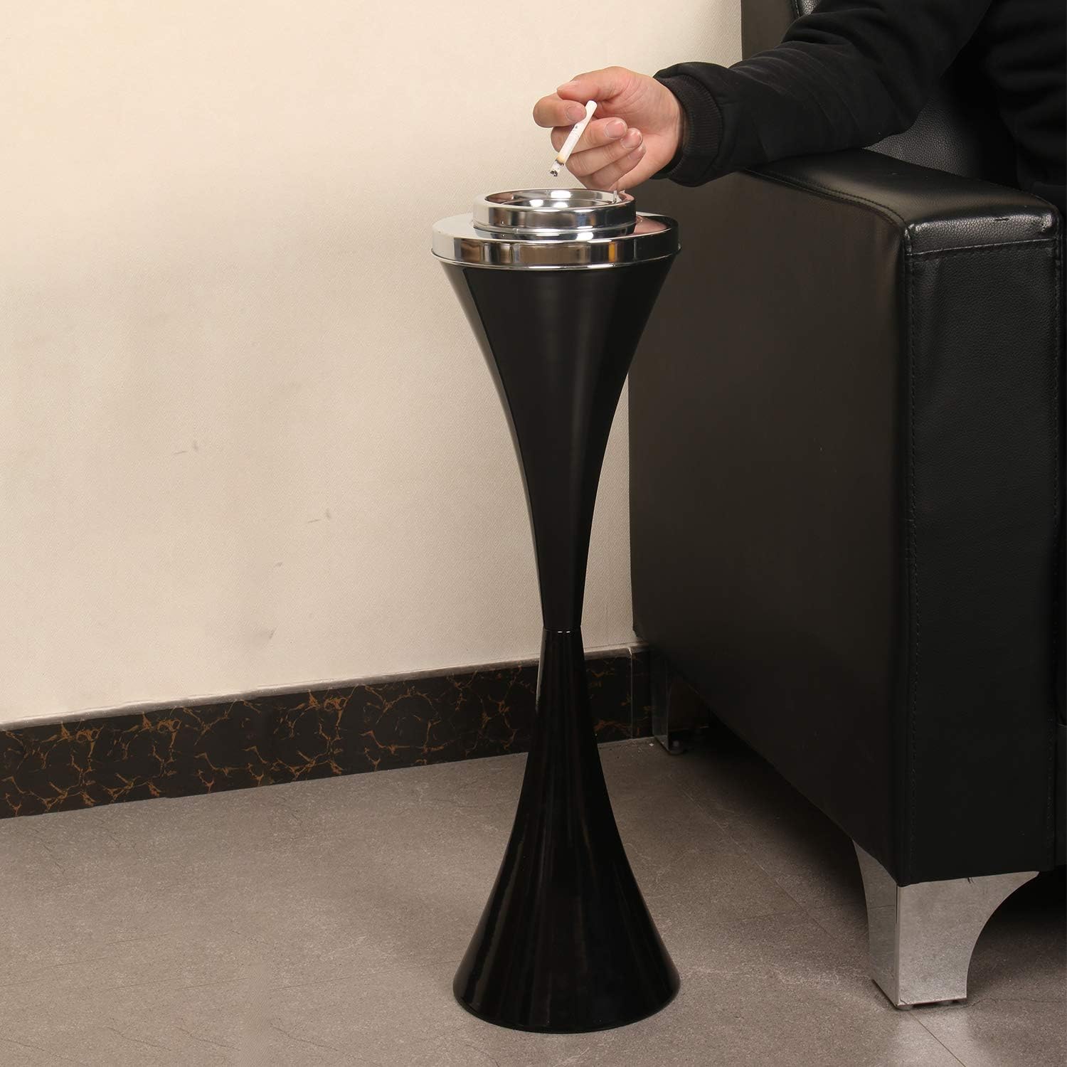 2 Pack Windproof Steel Standing Ashtray for Outdoor Use