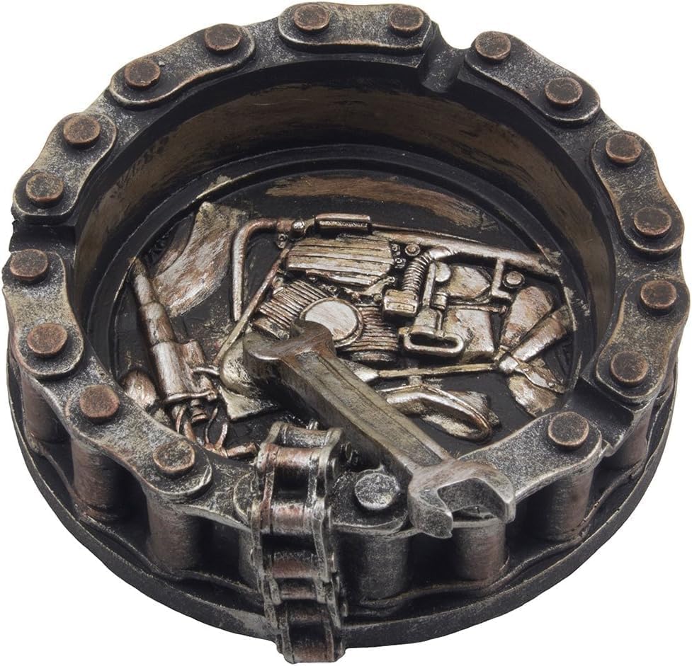 Decorative Motorcycle Chain Ashtray with Wrench