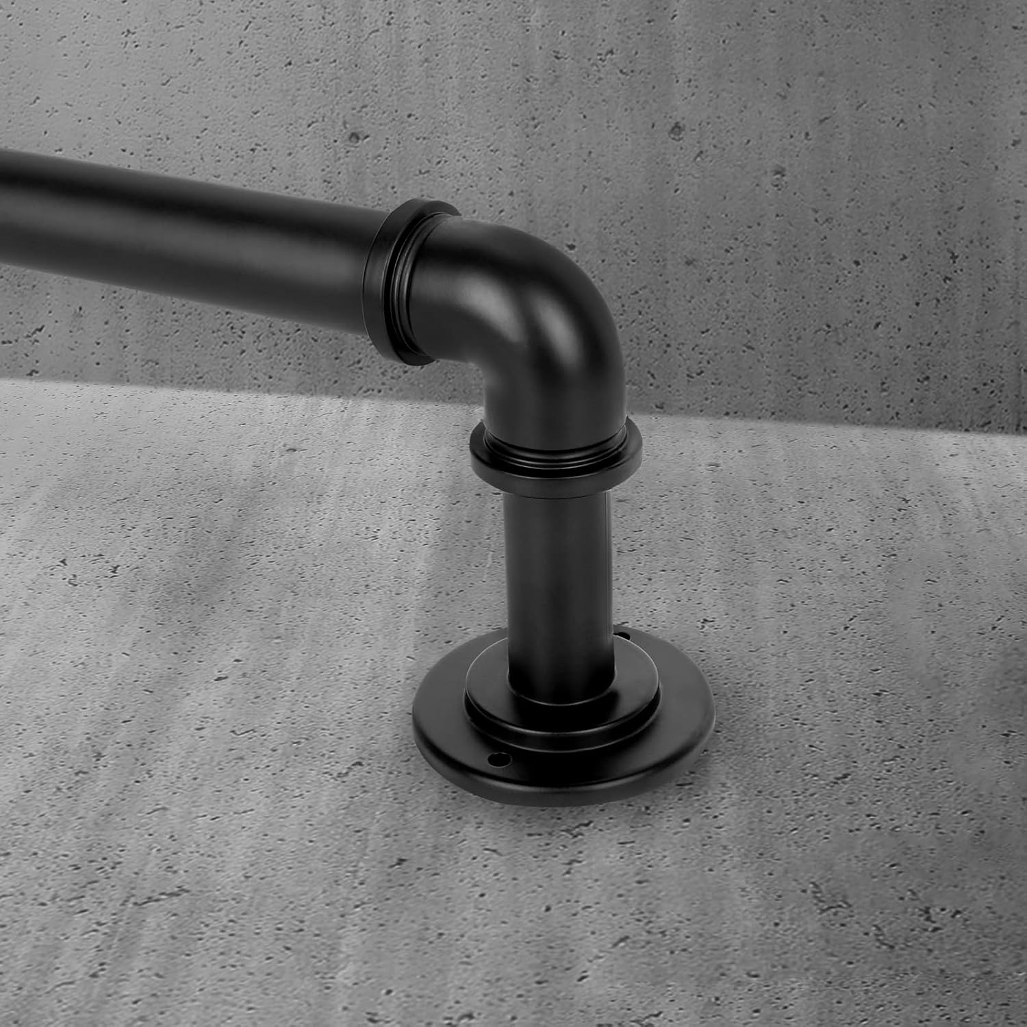 OLV Black Industrial Curtain Rods 48-84 Inch