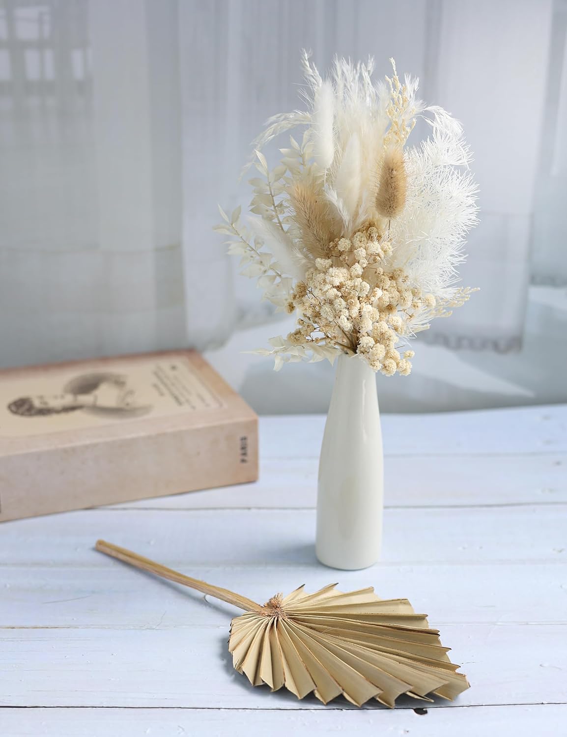 Xins Convey Dried Flowers with Ceramic Vase Set Brown