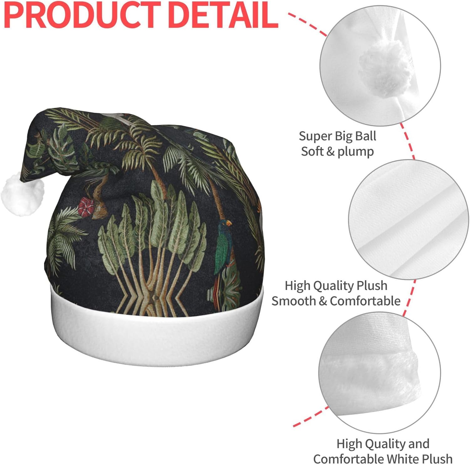 Watercolour Cactus Print LED Christmas Santa Hat For Adults