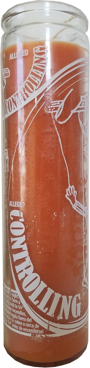 Controlling Orange Pillar Candle 8 Inches Tall