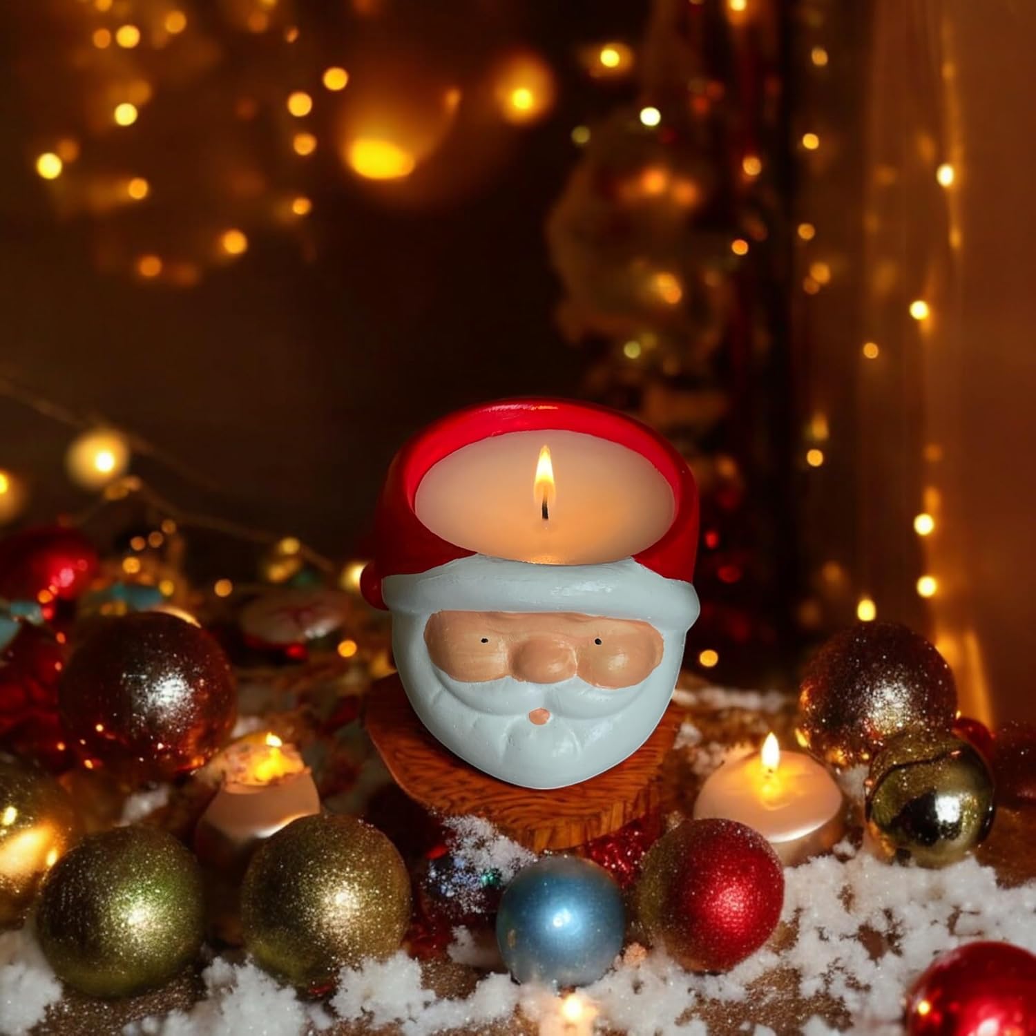 Christmas Santa Candle Holder with Soy Wax Candle
