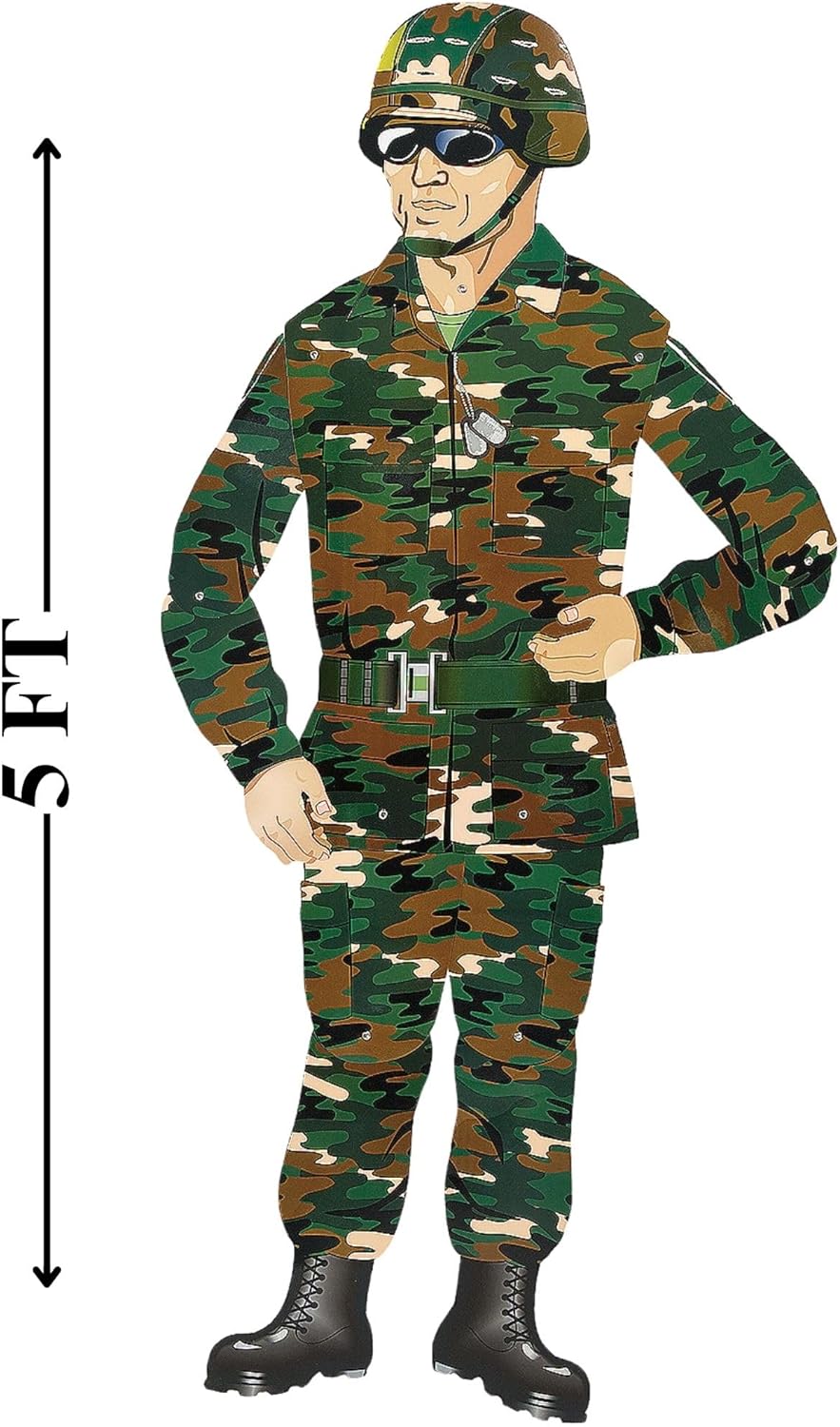 Large Army Soldier Cardboard Cutout 5 Feet Tall Party Decor