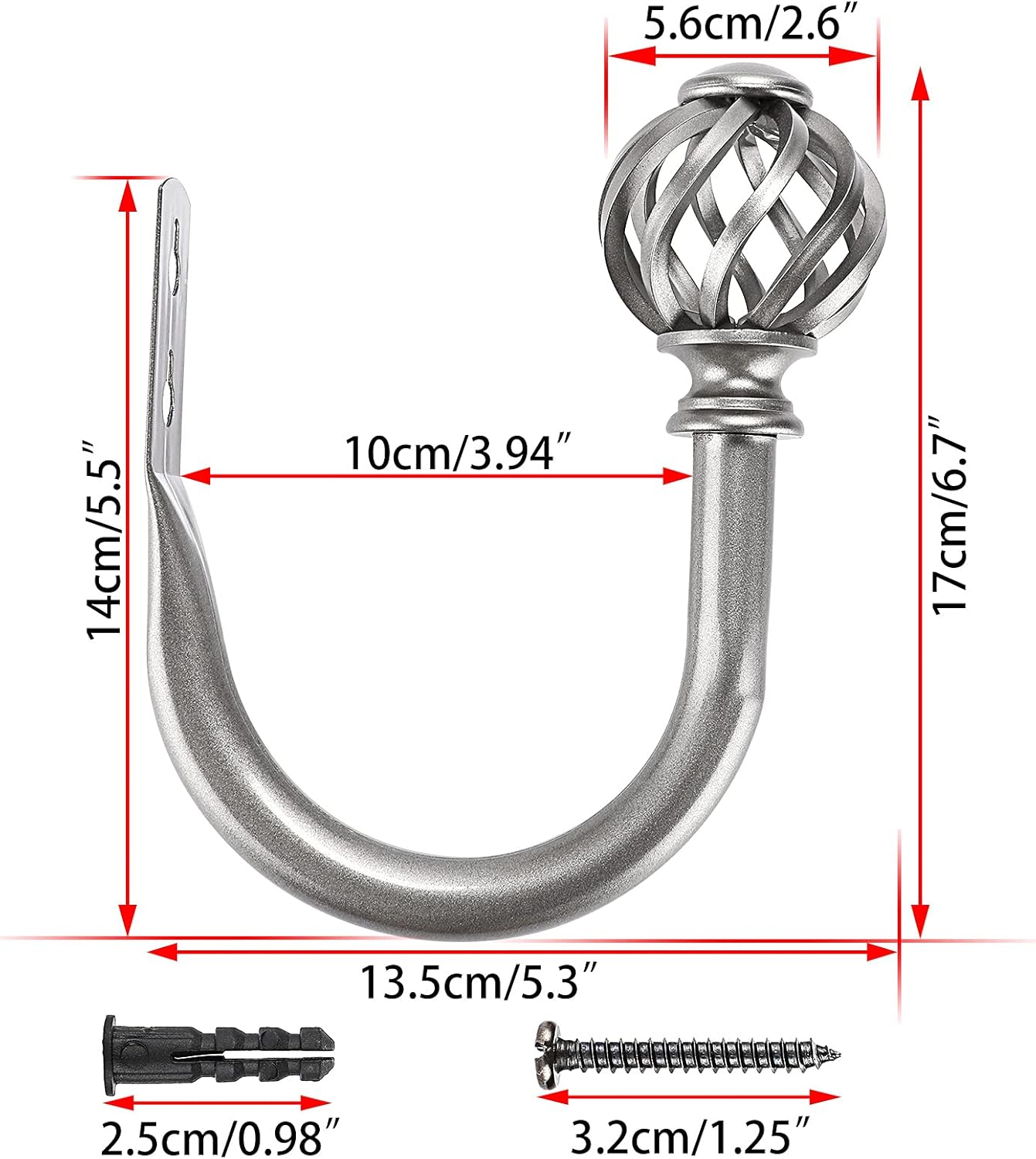 Sumnacon 2Pcs Metal Nest Curtain Holdbacks - Grey