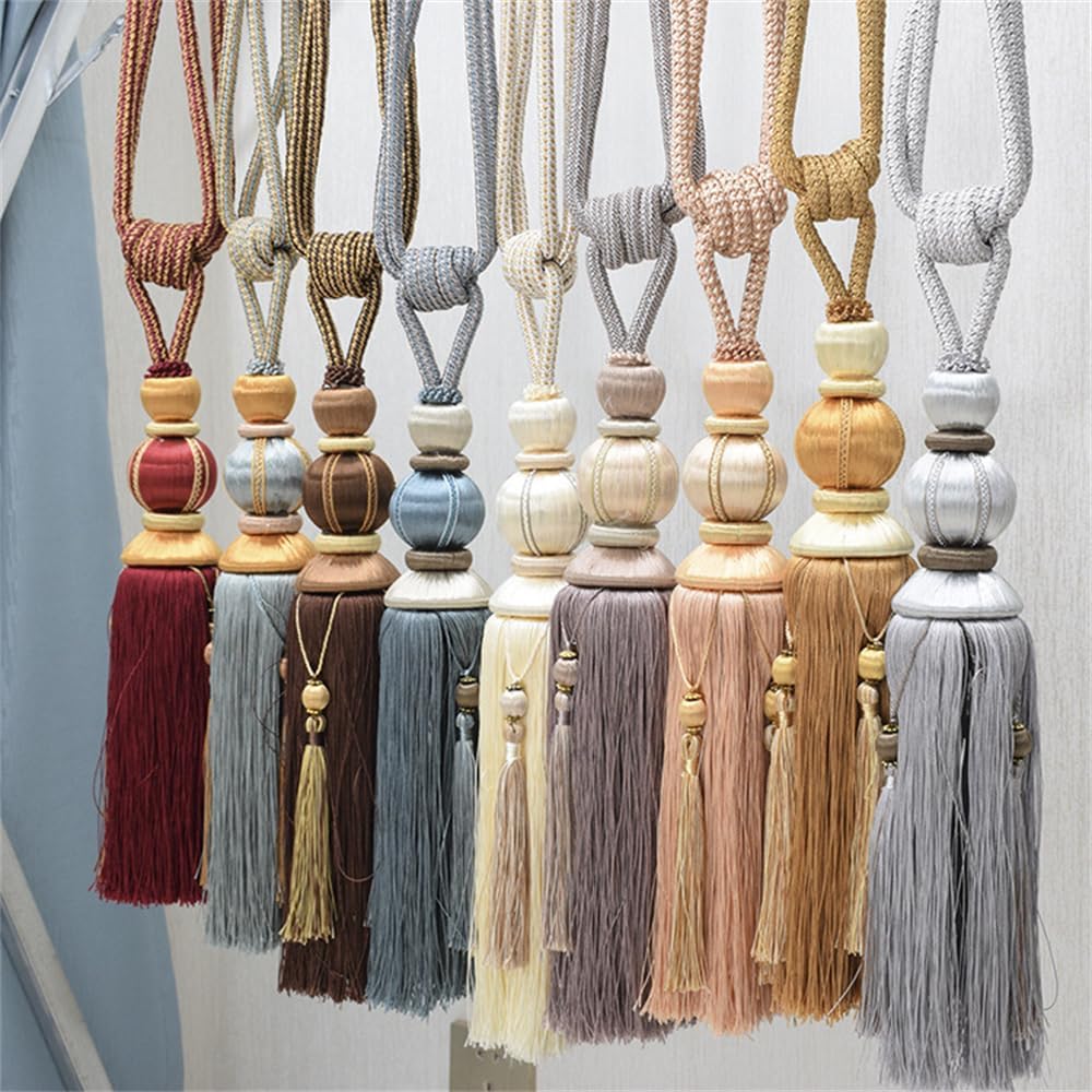 LDFWAY Curtain Tiebacks with Tassels 2 Pack Grey
