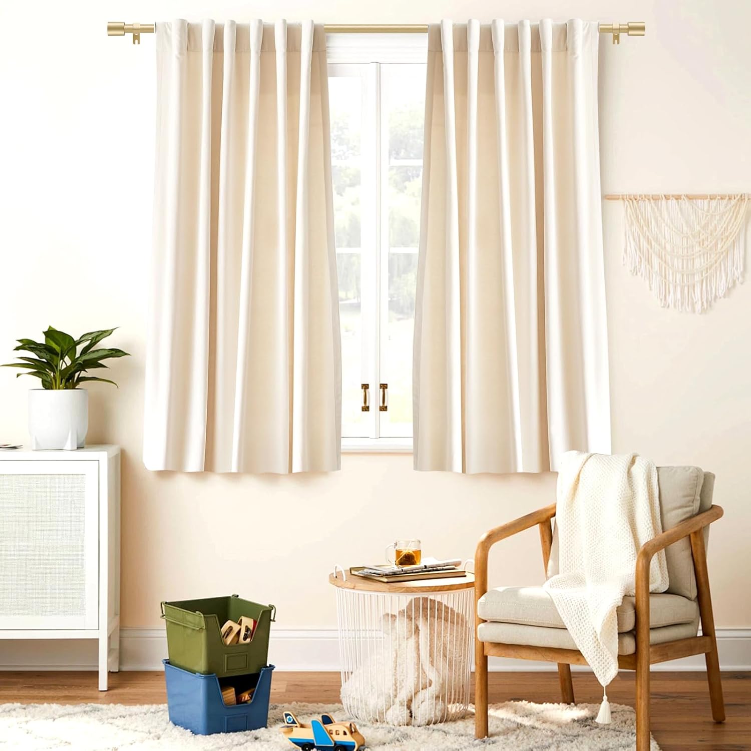 Vikarler 58 Inch Gold Curtain Rod 2 Pack Adjustable