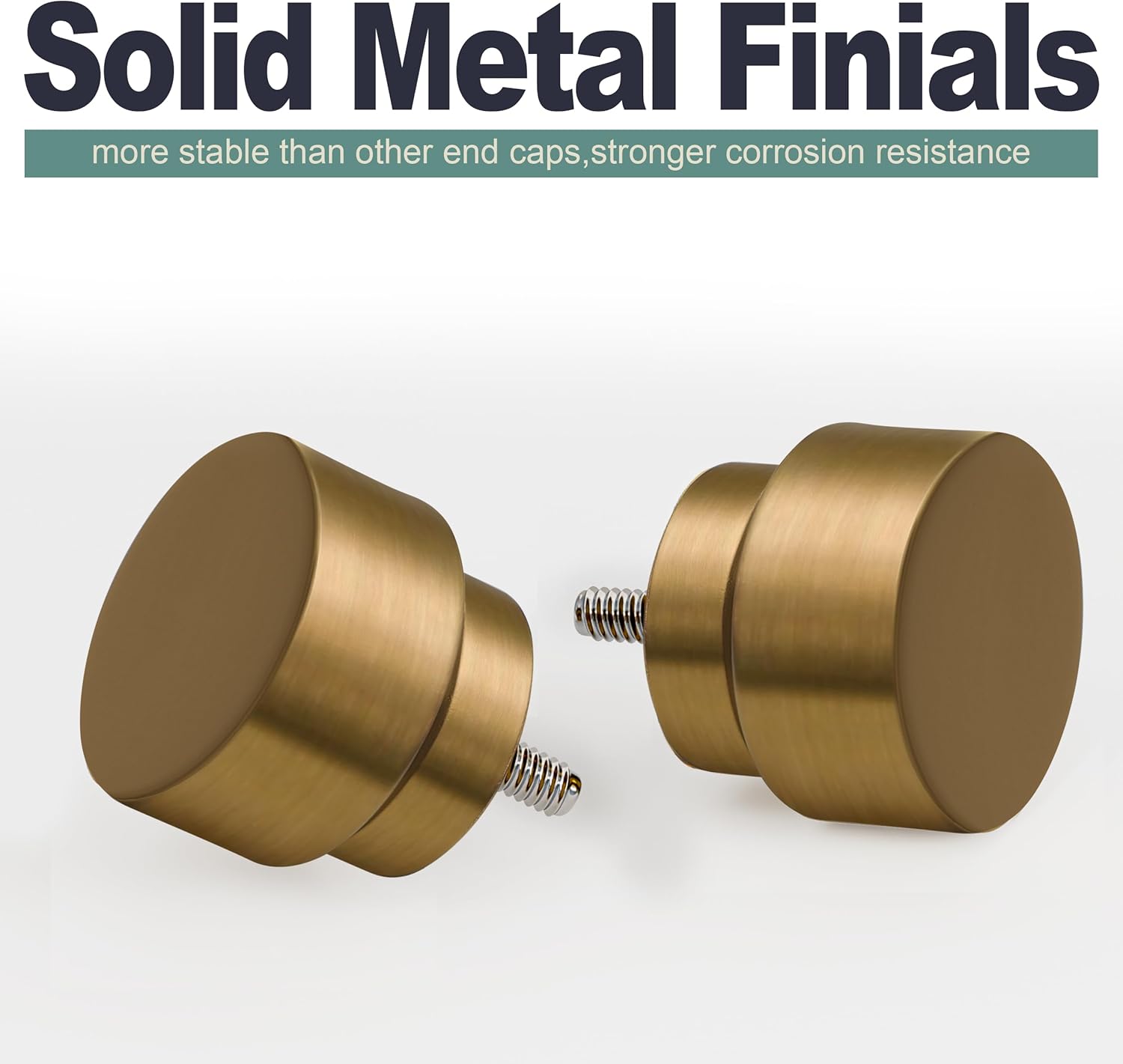 Warm Gold Brass Curtain Rod with Solid Metal Finials
