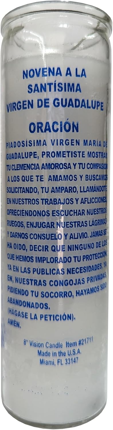 Generic Virgin de Guadalupe 8 Inch Pillar Candle White