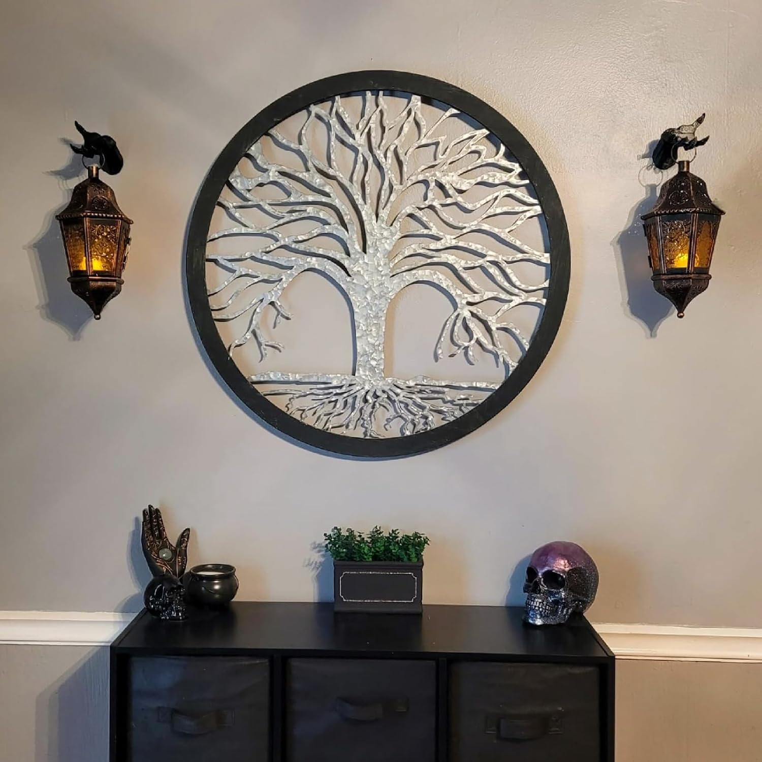 NEEDOMO Vintage Metal Candle Lantern with Chain