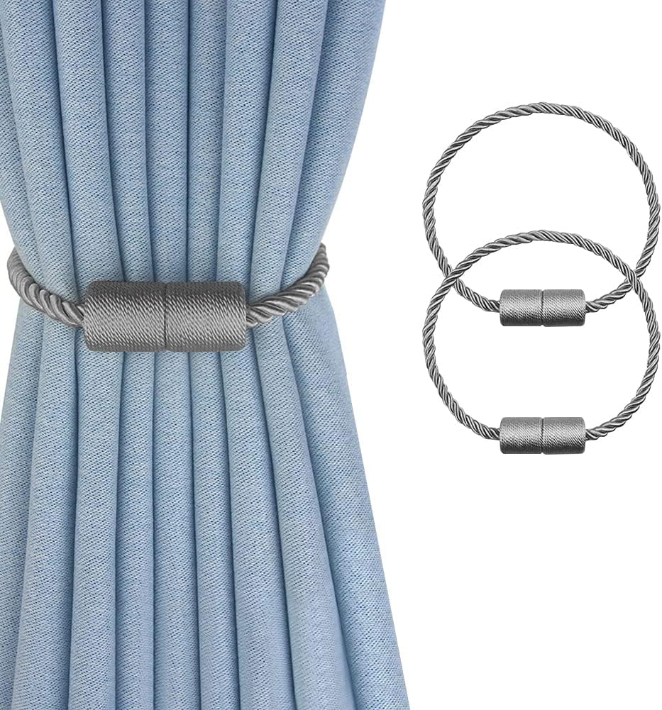 2 Pack Strong Magnetic Curtain Holdbacks - Grey