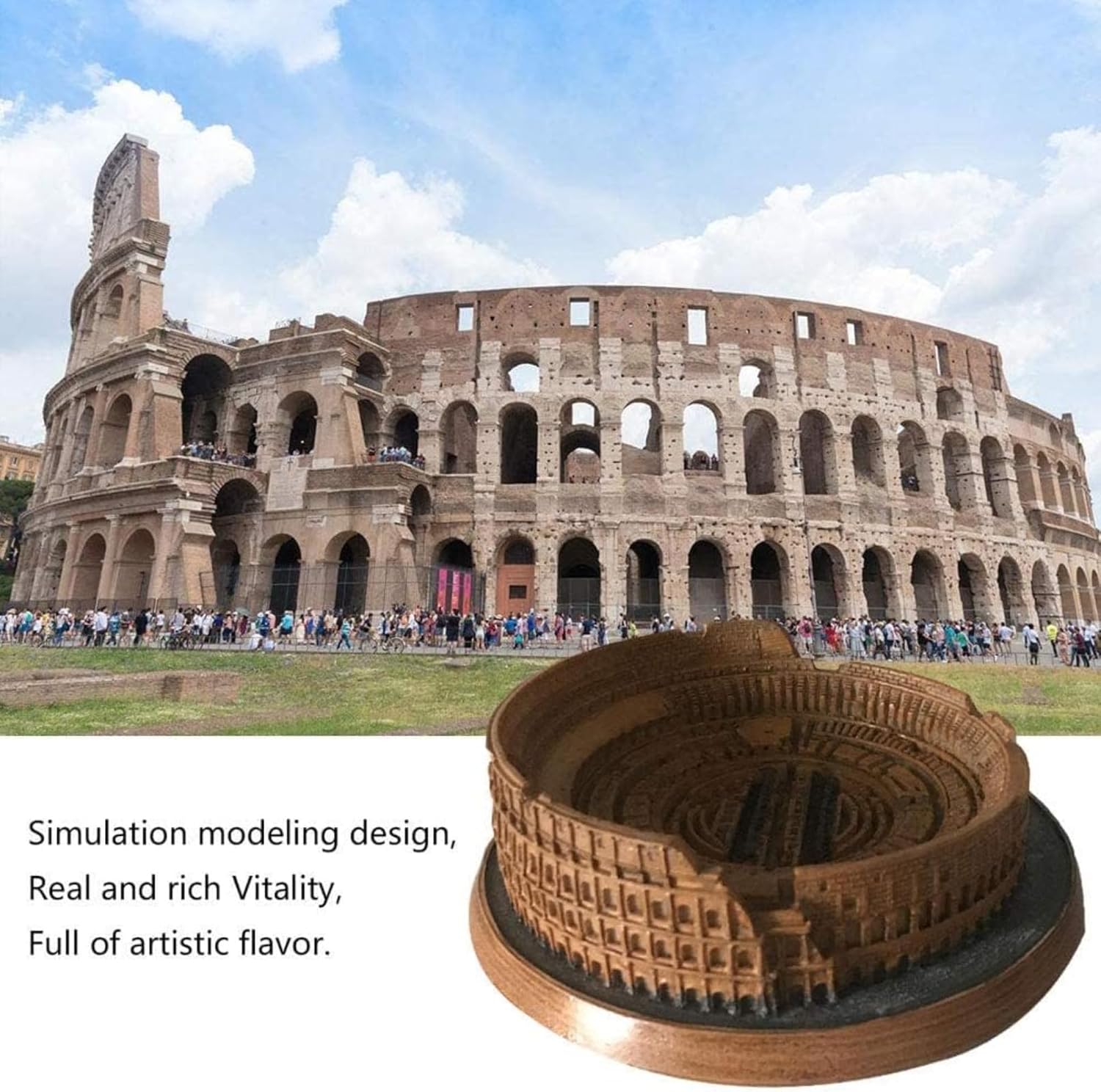 Rome Colosseum Resin Statue Decor Sculpture Brown