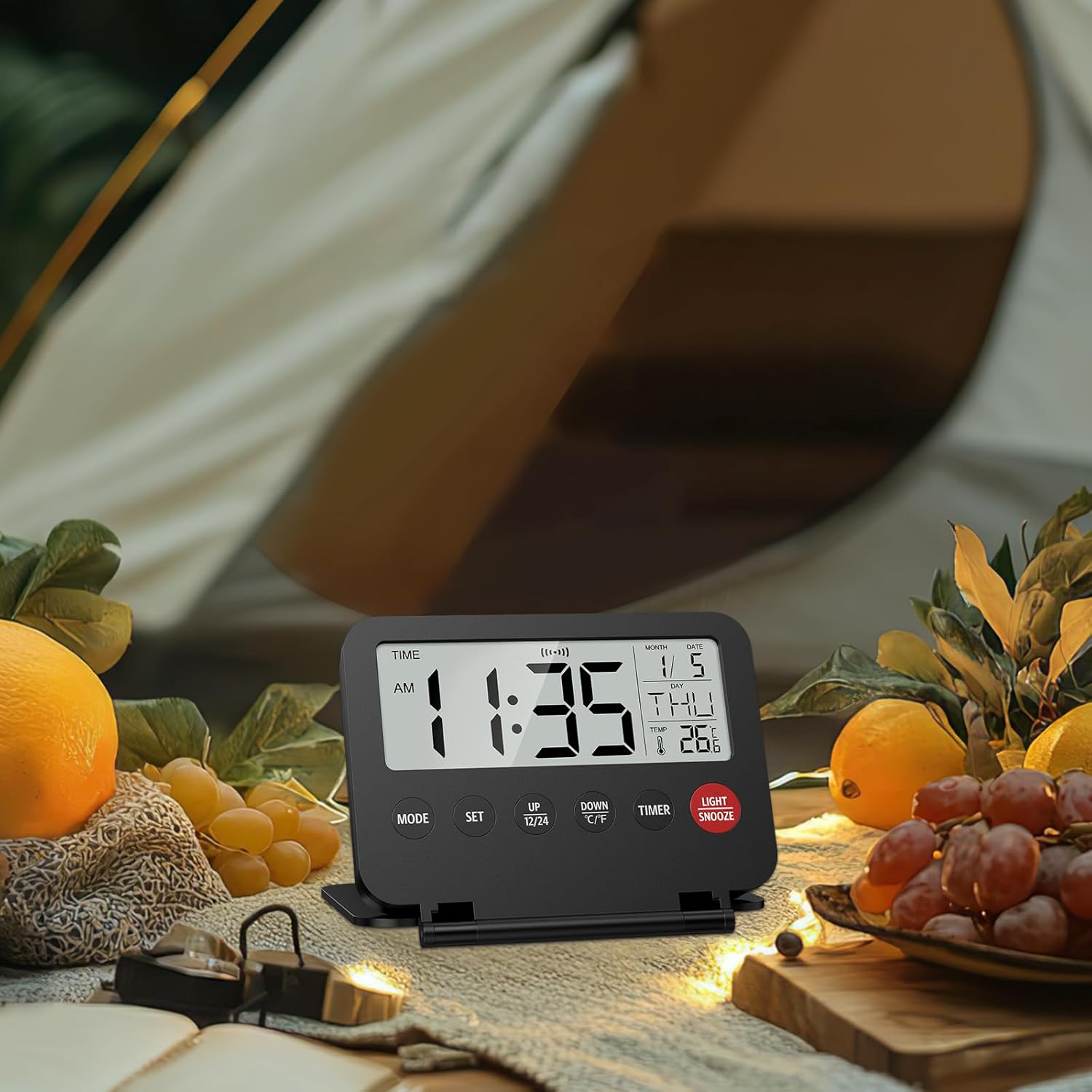 AMIR Digital Travel Alarm Clock with Calendar and Temperature