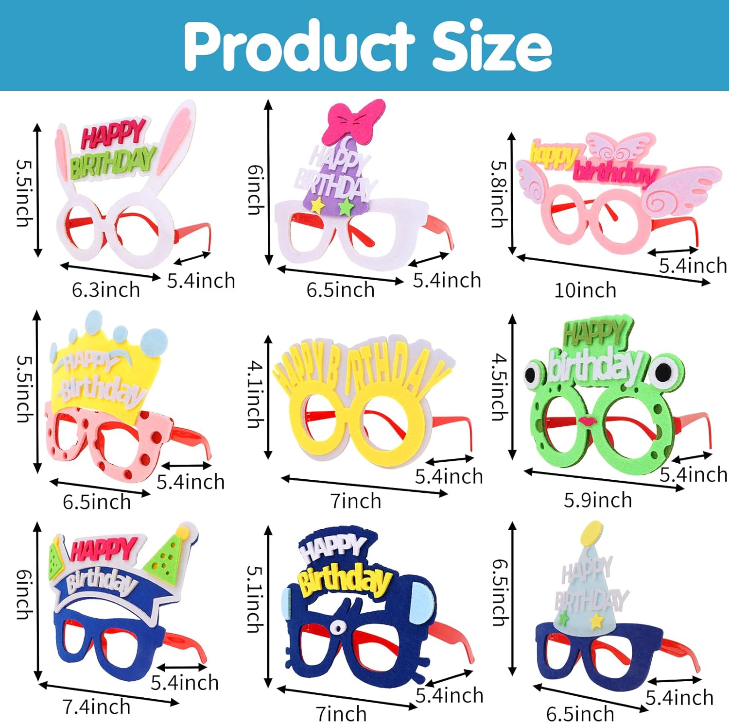 ANBALA 9 Pack Birthday Glasses with Funny Designs