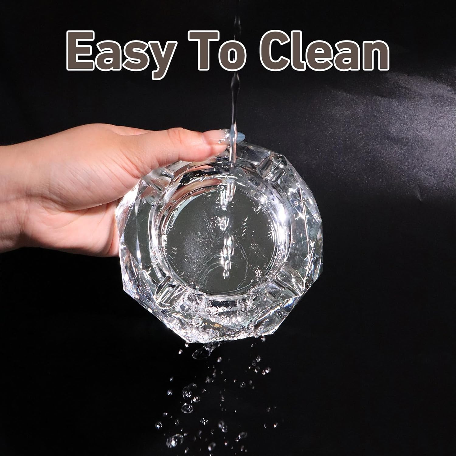 Coomin Crystal Glass Ash Tray with Iridescent Finish