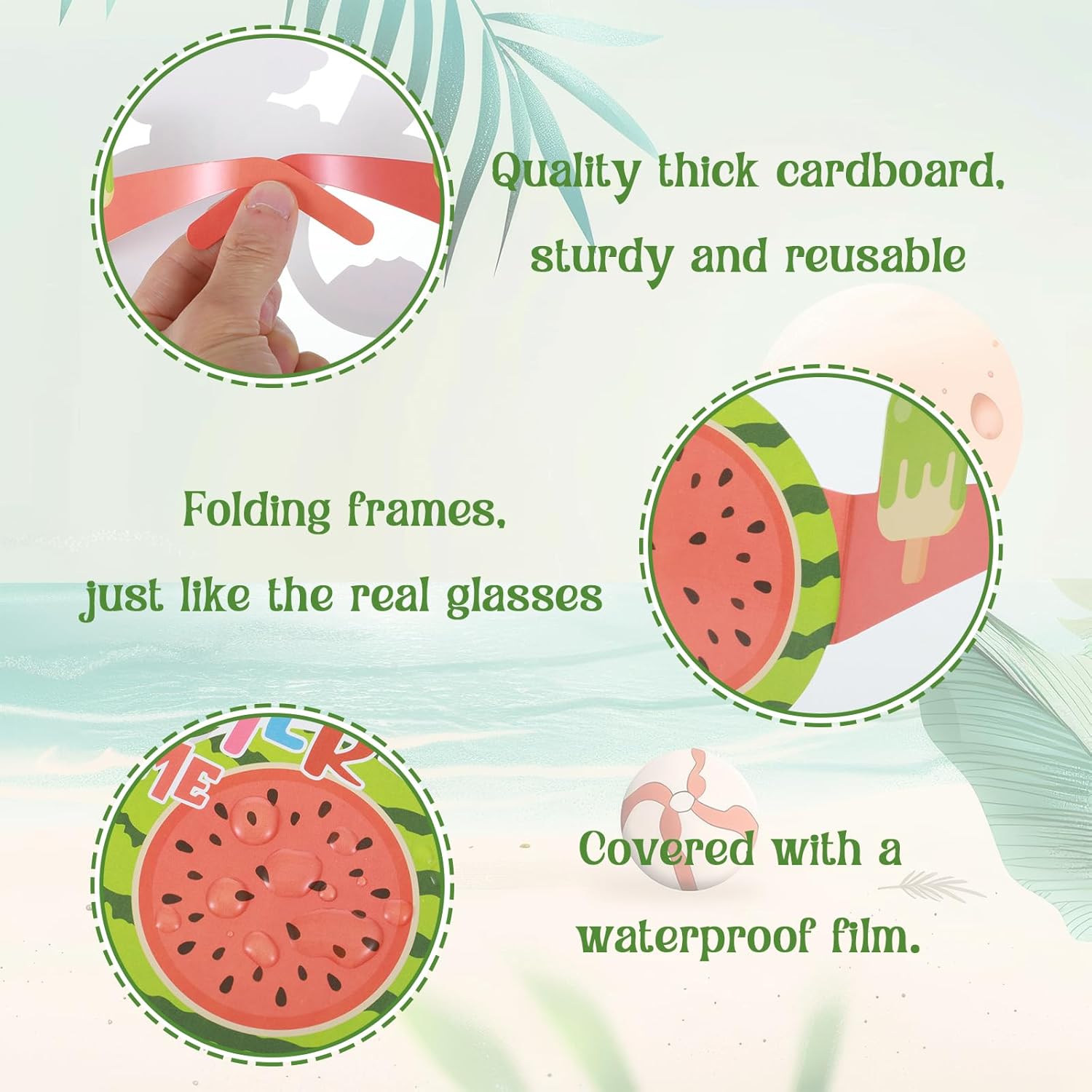 16 Pcs Tropical Beach Party Sunglasses Decor