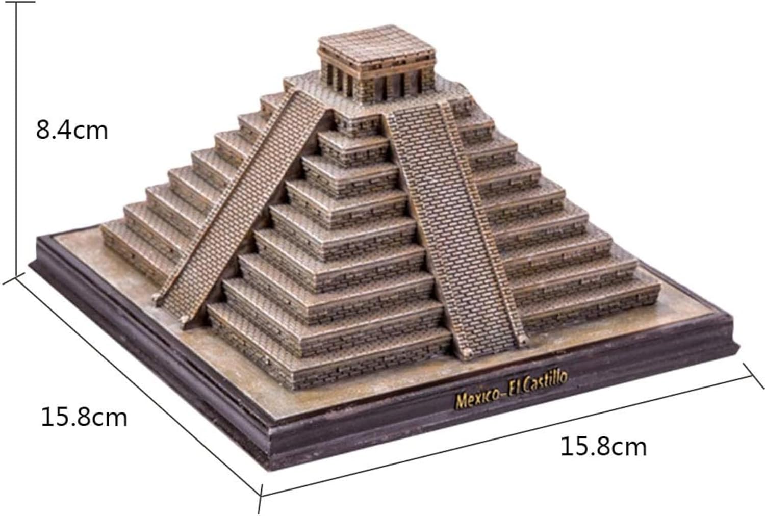NUNETH Mayan Pyramid Resin Sculpture Gray