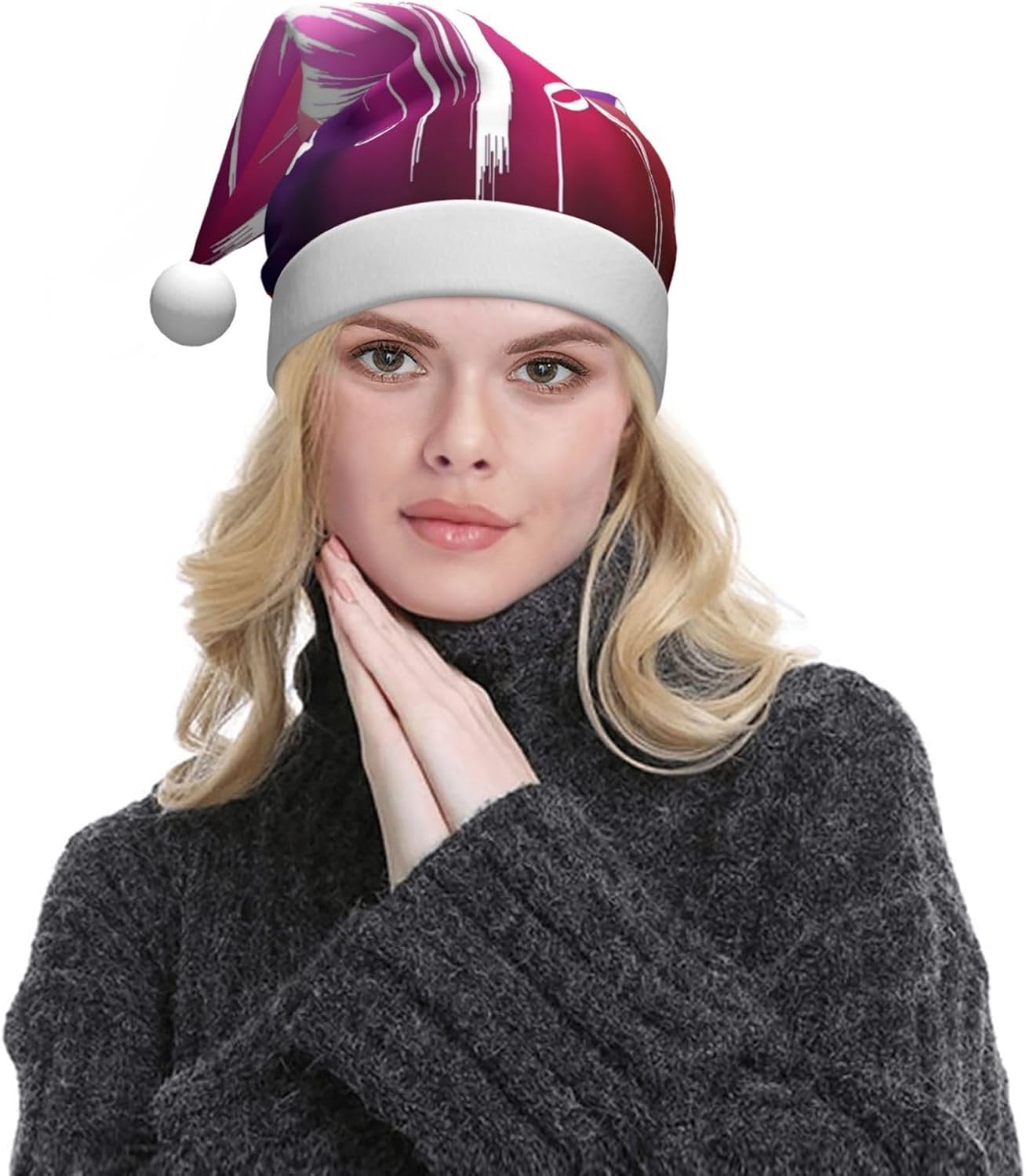 QINZHENG Personalized Santa Hat with Music Notes Design
