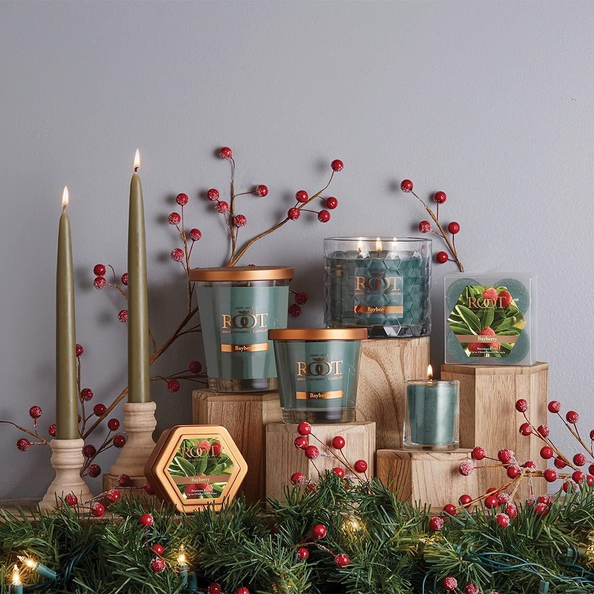 Root Candles Honeycomb Traveler Scented Beeswax Candle Bayberry 4 Ounce