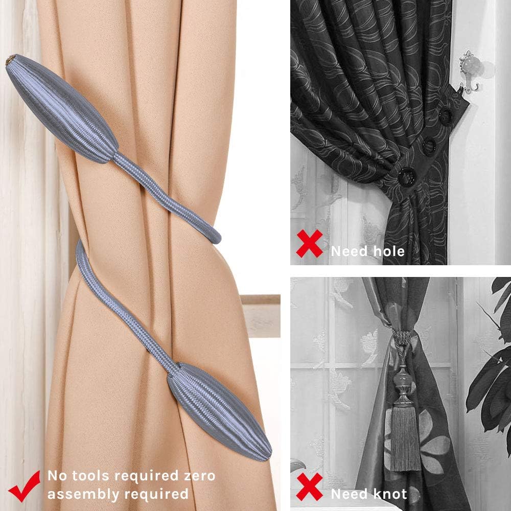 NICEEC 4 Pack Crystal Curtain Holdbacks No Drill Installation