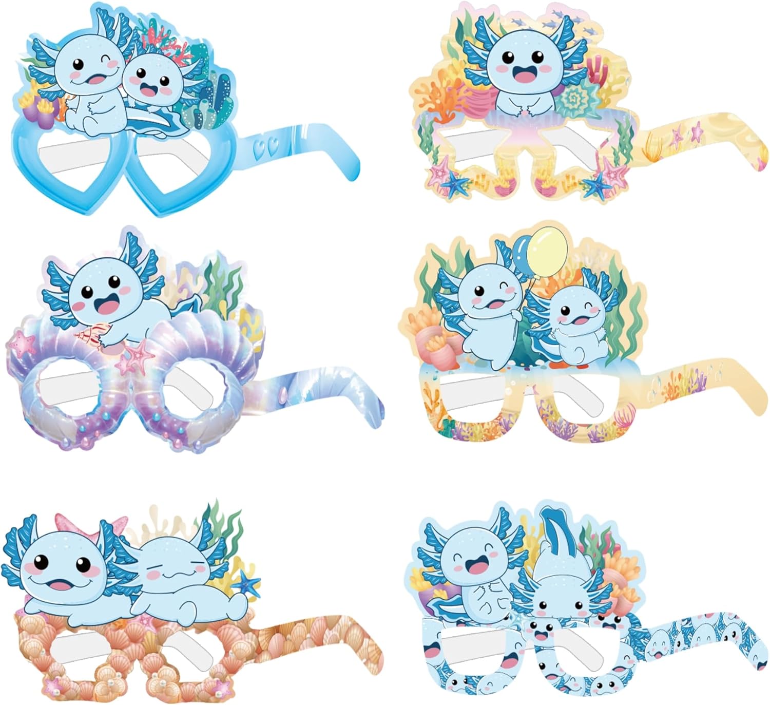 12 Pcs Blue Axolotl Party Eyewear for Birthday Decorations