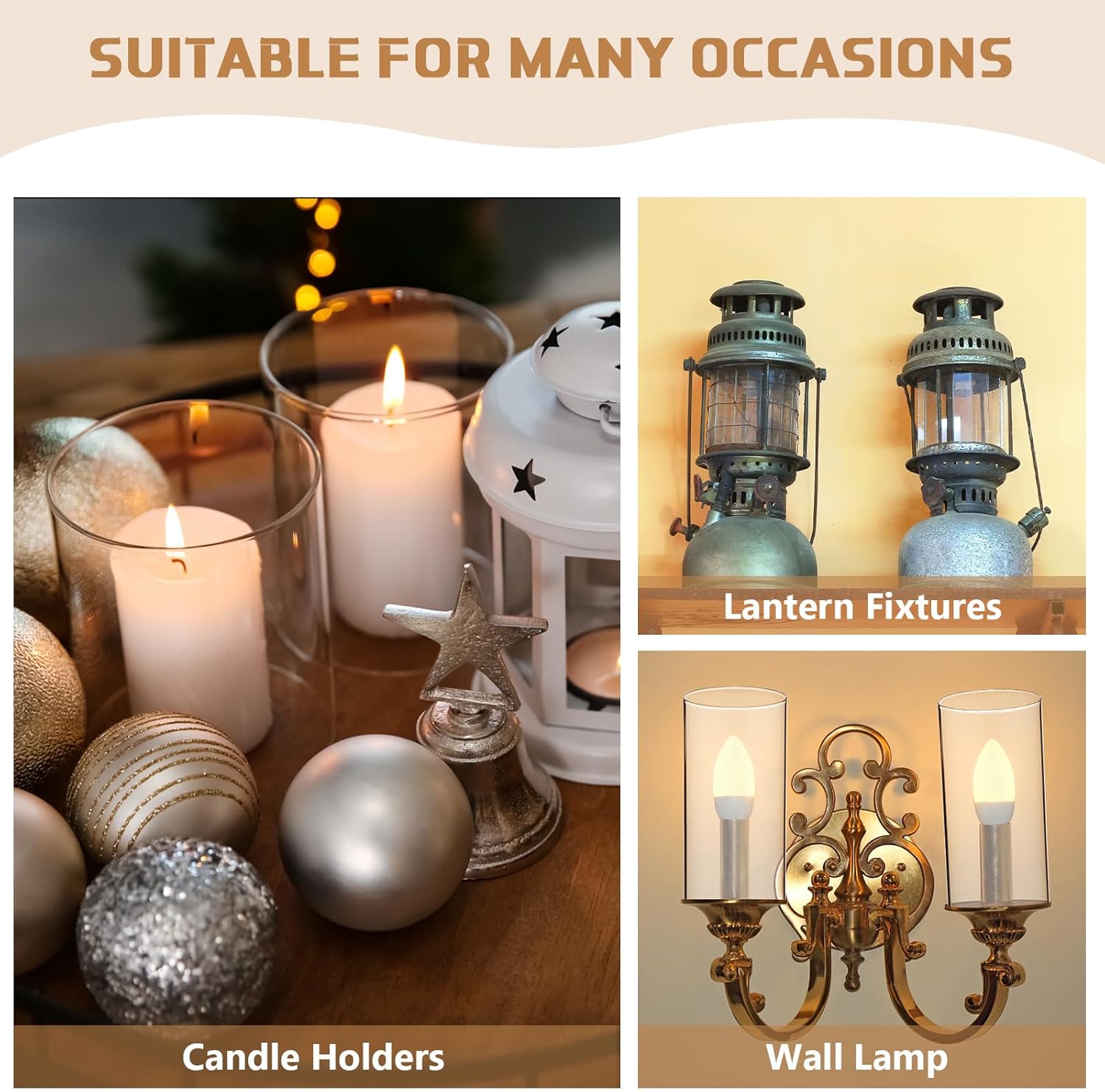 Yaomiao 6 Set Hurricane Candle Holder Sleeves with Unscented Pillar Candles