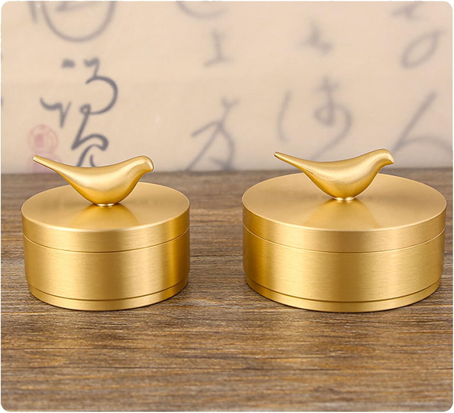 GLOGLOW Gold Ashtray with Lid 4 Slots Brass Decorative