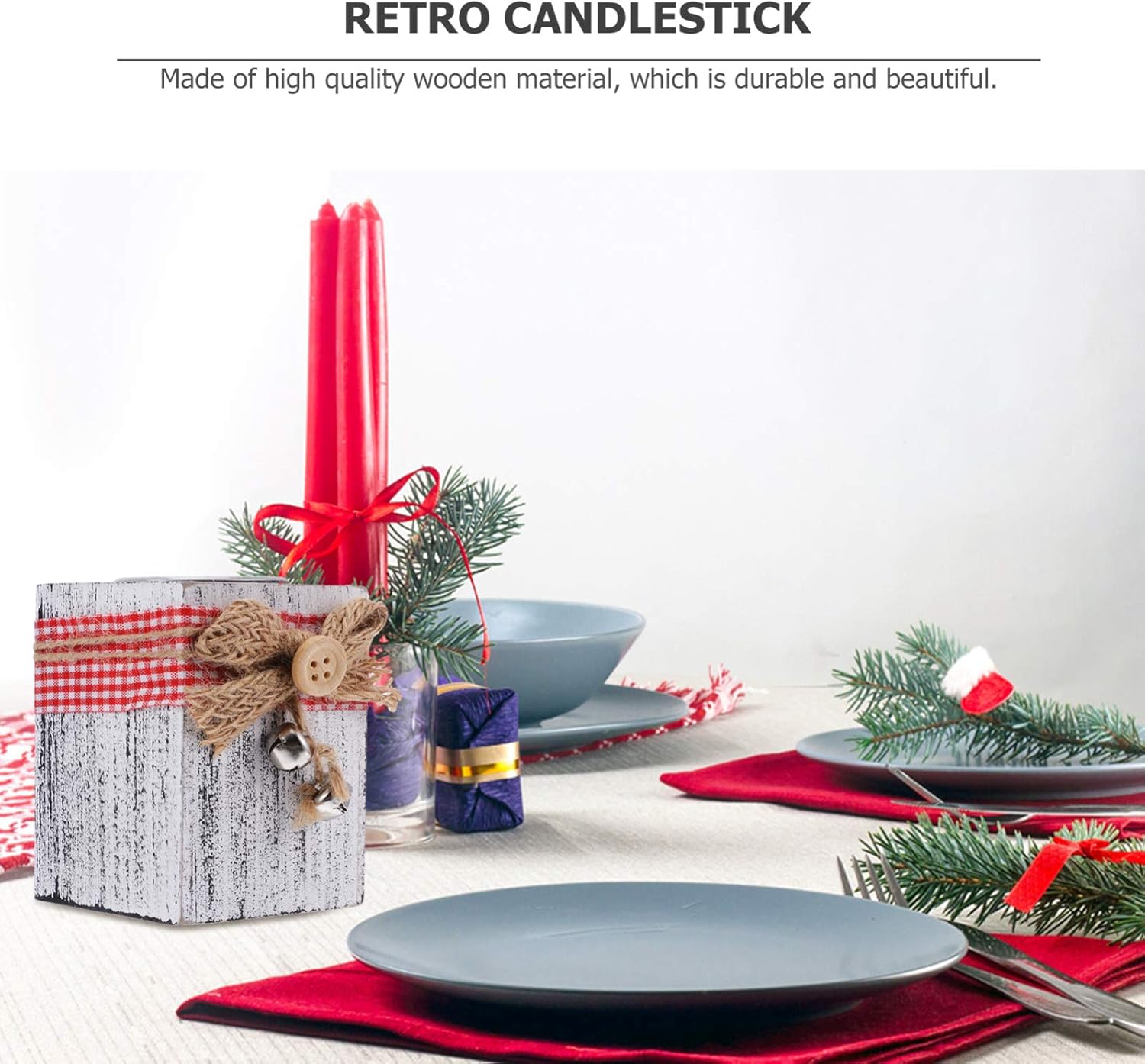 Vintage Wooden Christmas Candle Holder