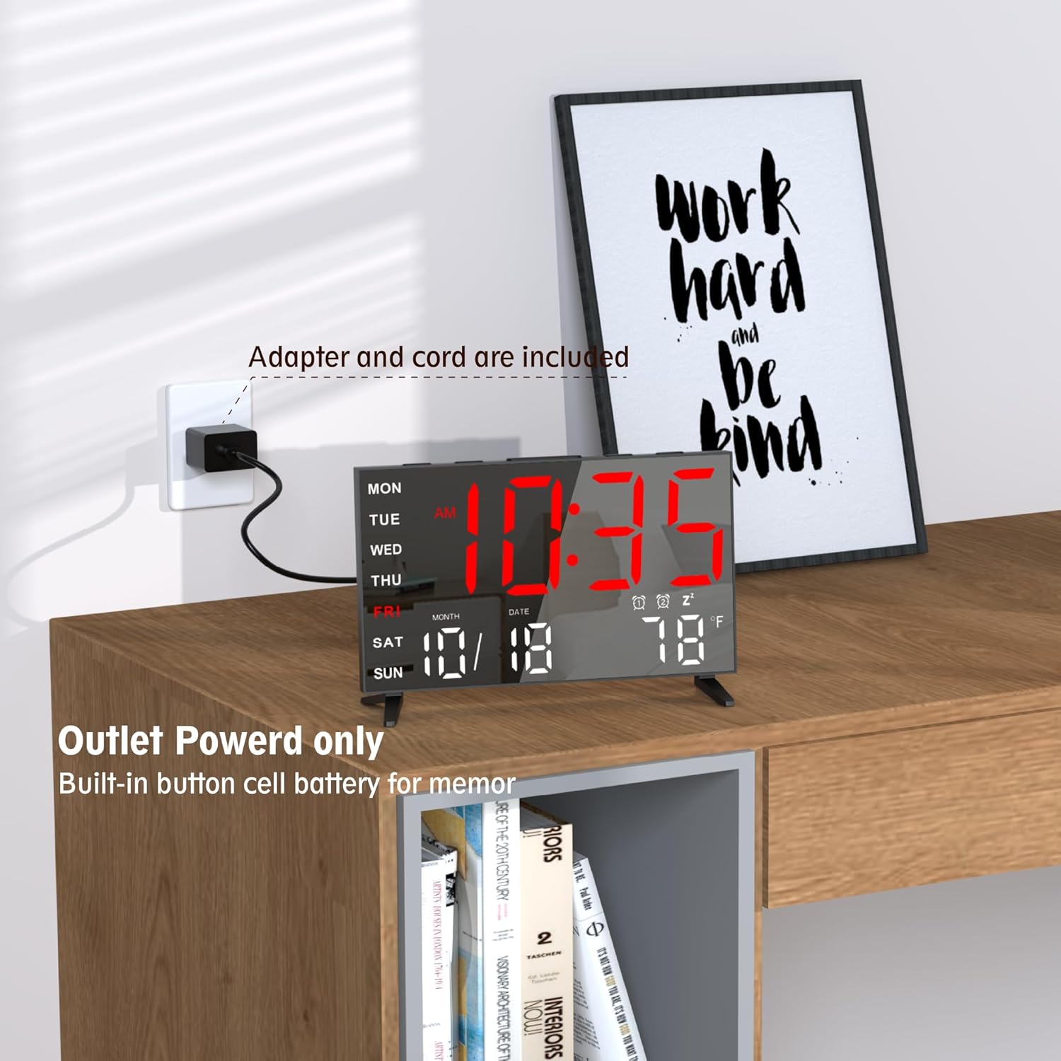 Haimiage Mirror Digital Alarm Clock with Dual Alarms and Temperature Display
