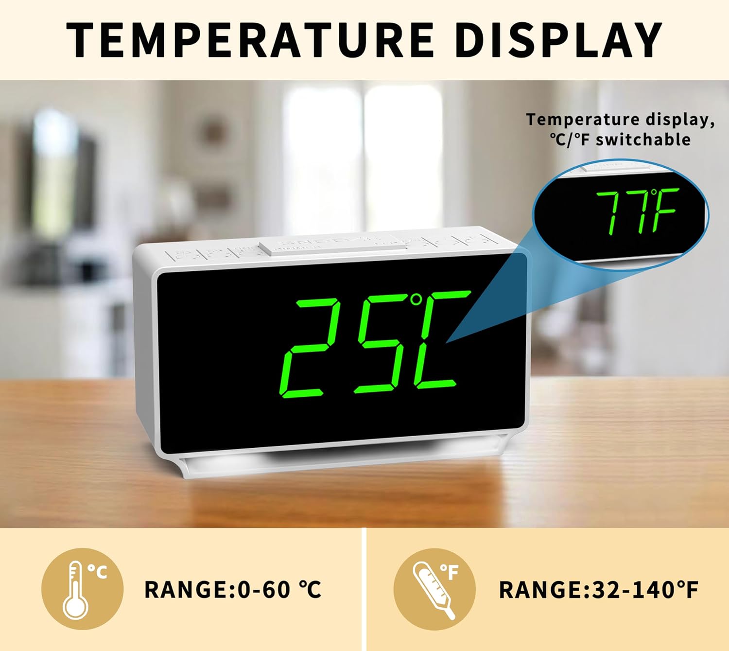 iTOMA Dual Alarm Clock with Snooze and Night Light