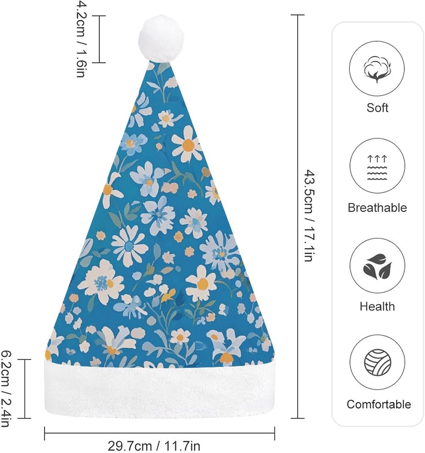 NWGHM Blue Floral Christmas Party Hat Headwear
