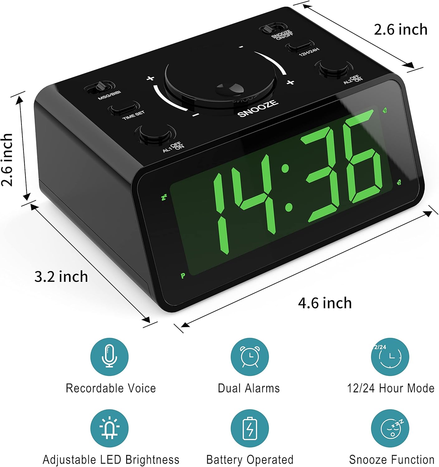 KWANWA Personalized 15 Second Alarm Clock