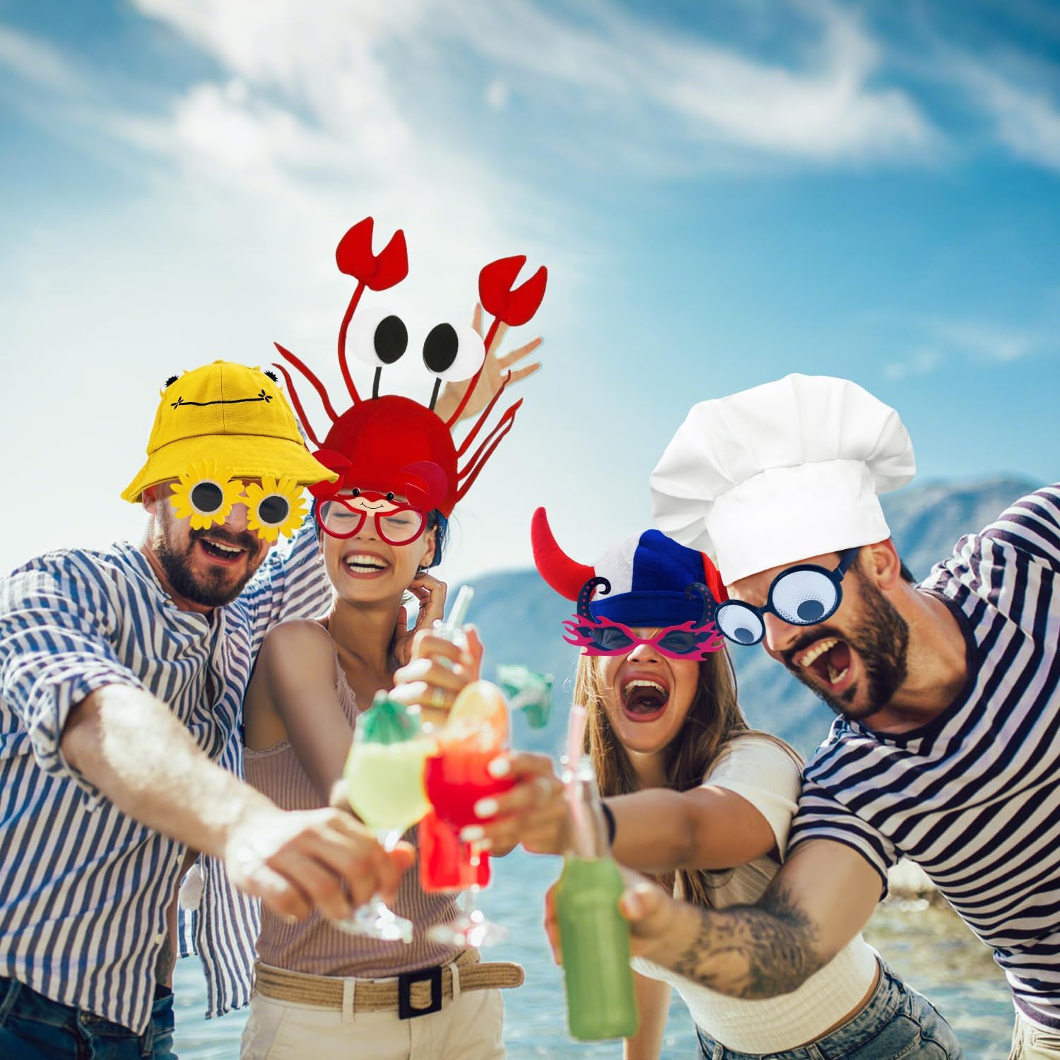 24 Funny Hats and Glasses Photo Booth Set