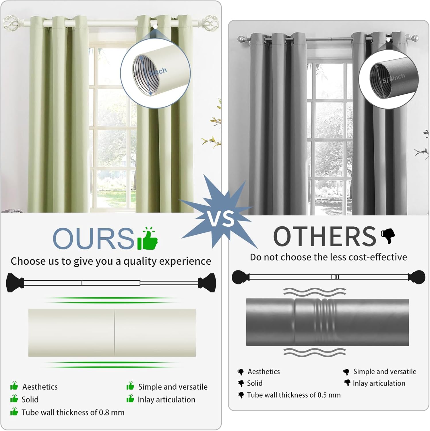 White Twisted Cage Finials Curtain Rod for Windows
