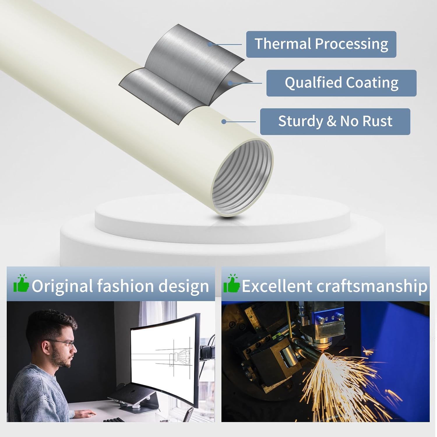 White Twisted Cage Finials Curtain Rod for Windows