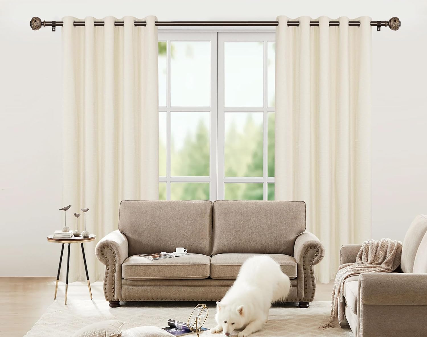 USFOOK Bronze Curtain Rods 48-84 Inch with Leaf Finials