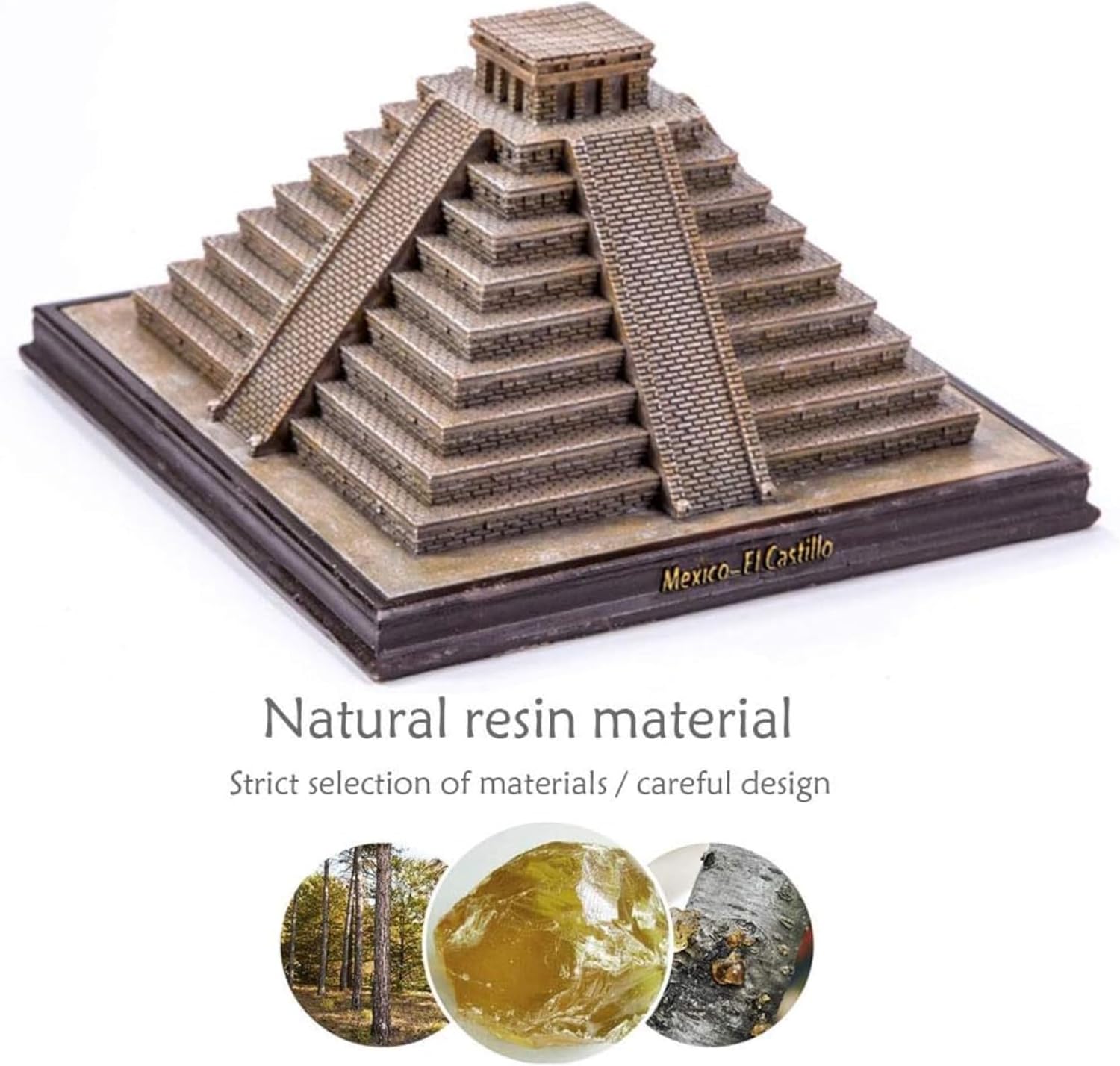 NUNETH Mayan Pyramid Resin Sculpture Gray