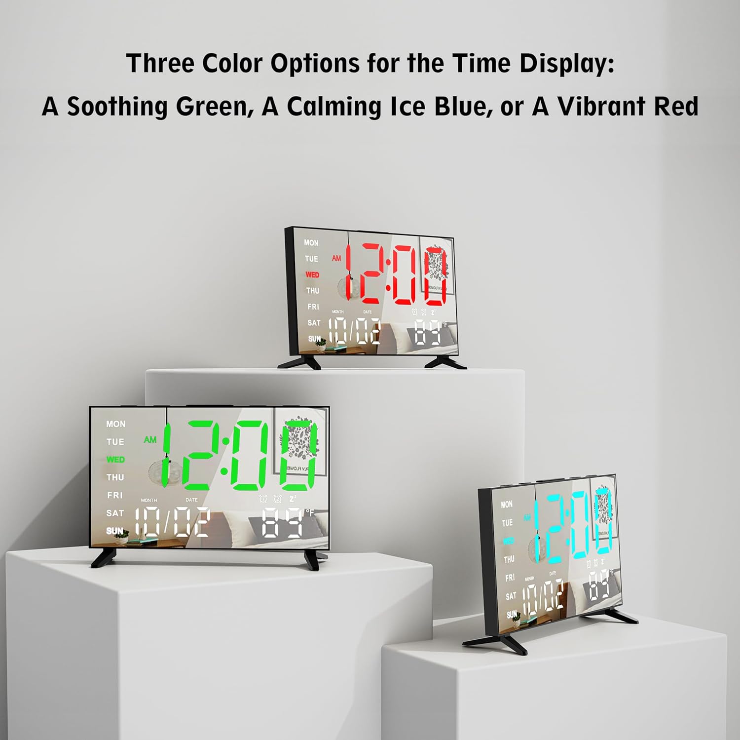 Haimiage Mirror Digital Alarm Clock with Dual Alarms and Temperature Display