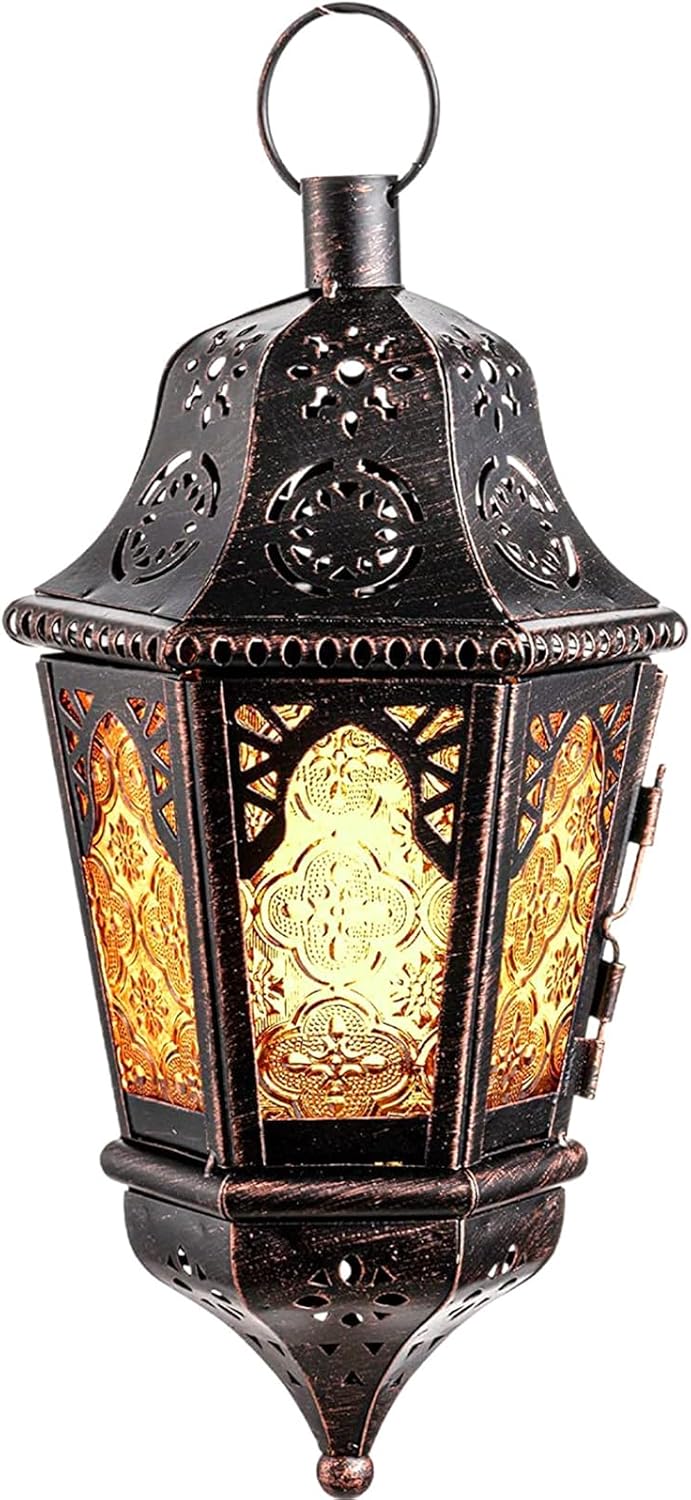 NEEDOMO Vintage Metal Candle Lantern with Chain