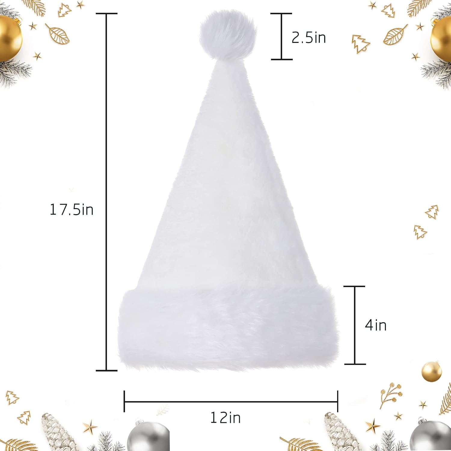 Tokforty Santa Hats for Adults Unisex Velvet Touch Winter Christmas Hats