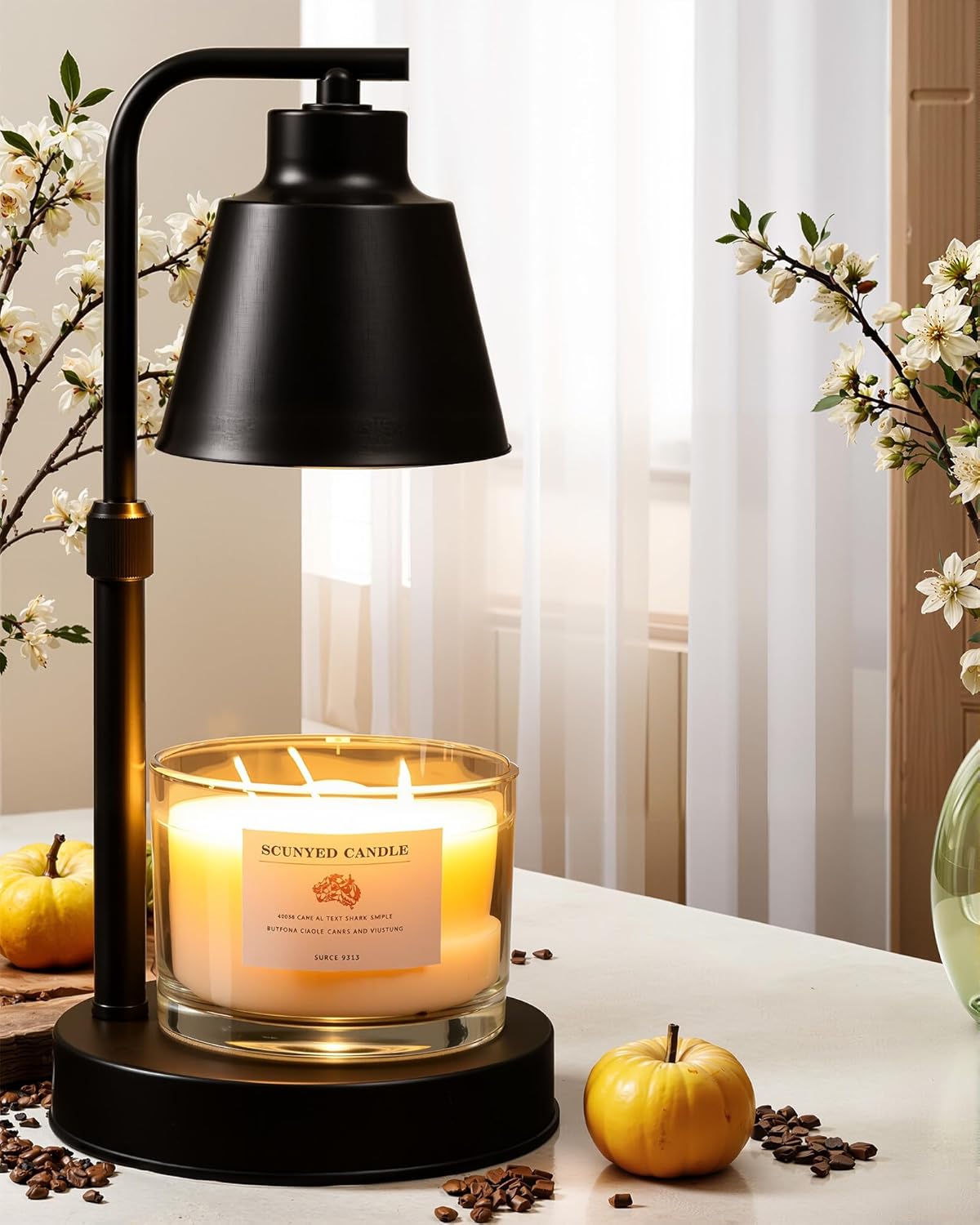 Candle Warmer Lamp with Timer - Adjustable Brightness and Height 2 Free Bulbs Included
