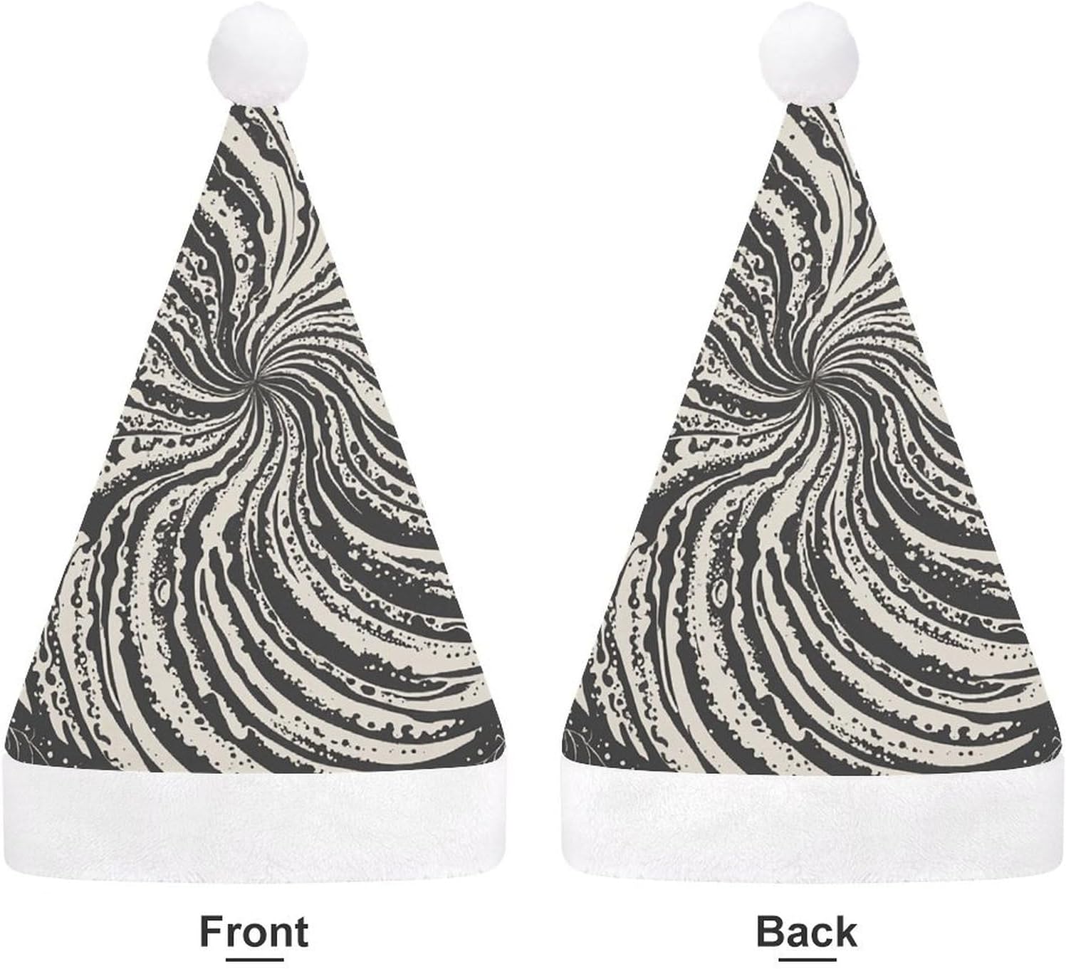 Santa Hat White Leaf Swirl Christmas Headwear for Adults