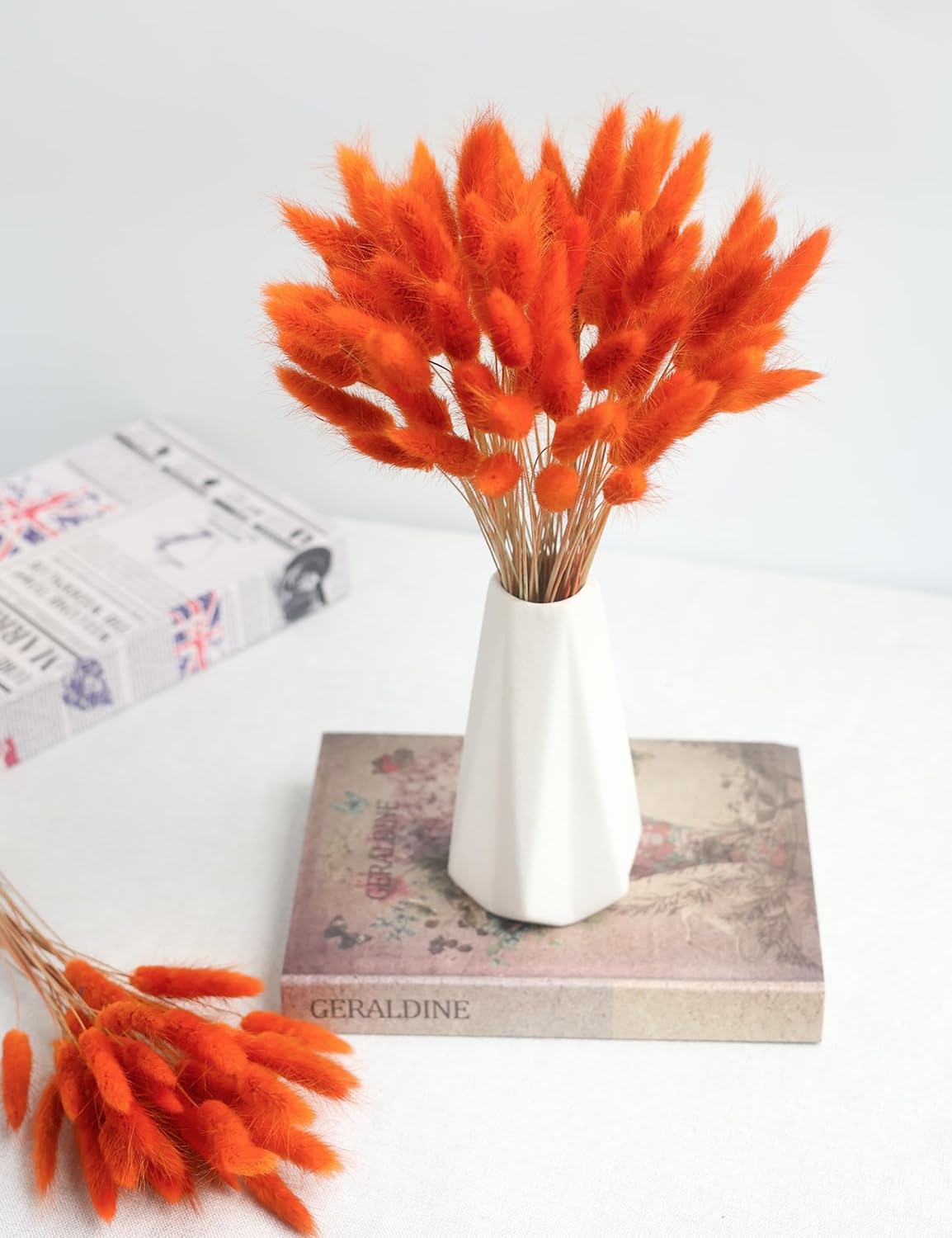 Xins Convey 120pcs Bunny Tail Dried Flowers 16 Inch Burnt Orange